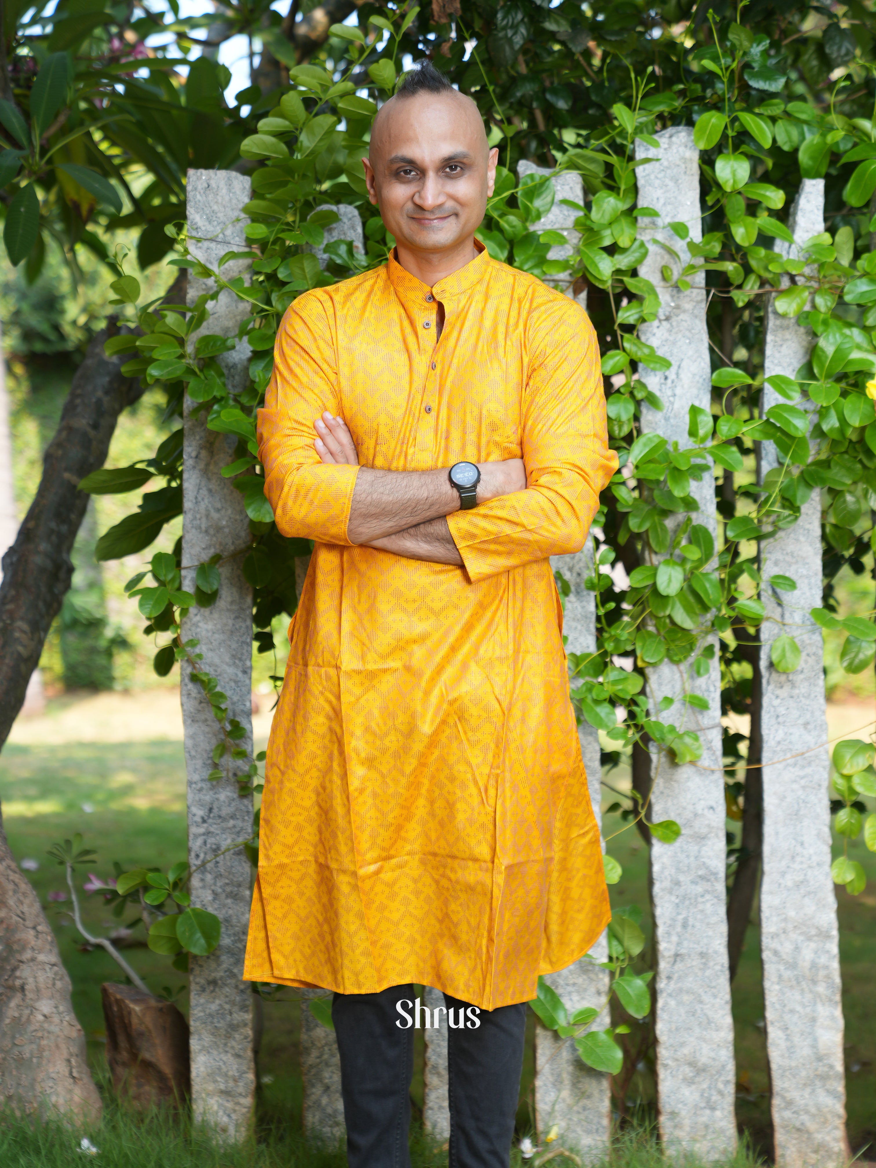 Yellow - Readymade Mens Kurta - Shop on ShrusEternity.com
