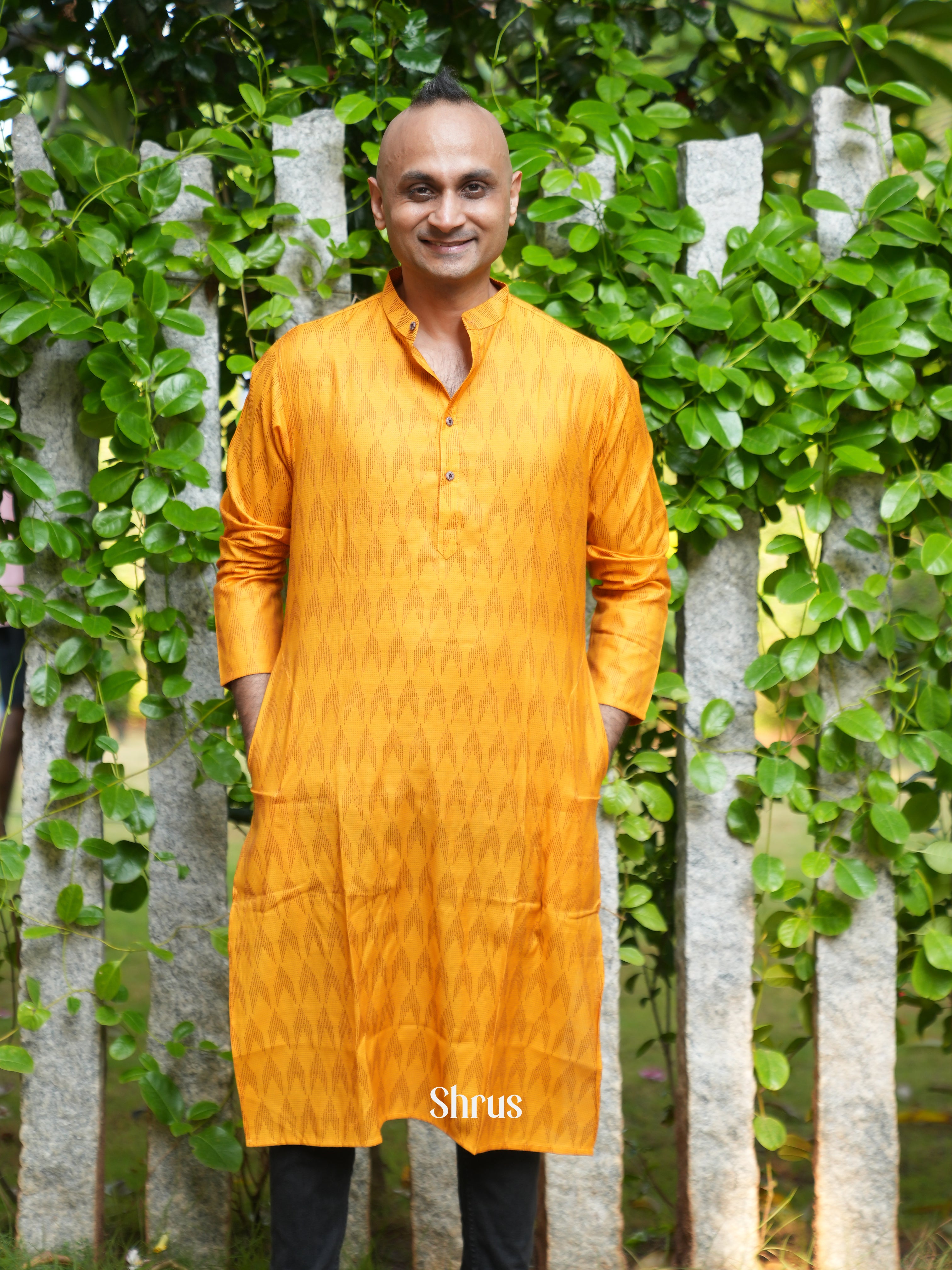 Yellow - Readymade Mens Kurta - Shop on ShrusEternity.com