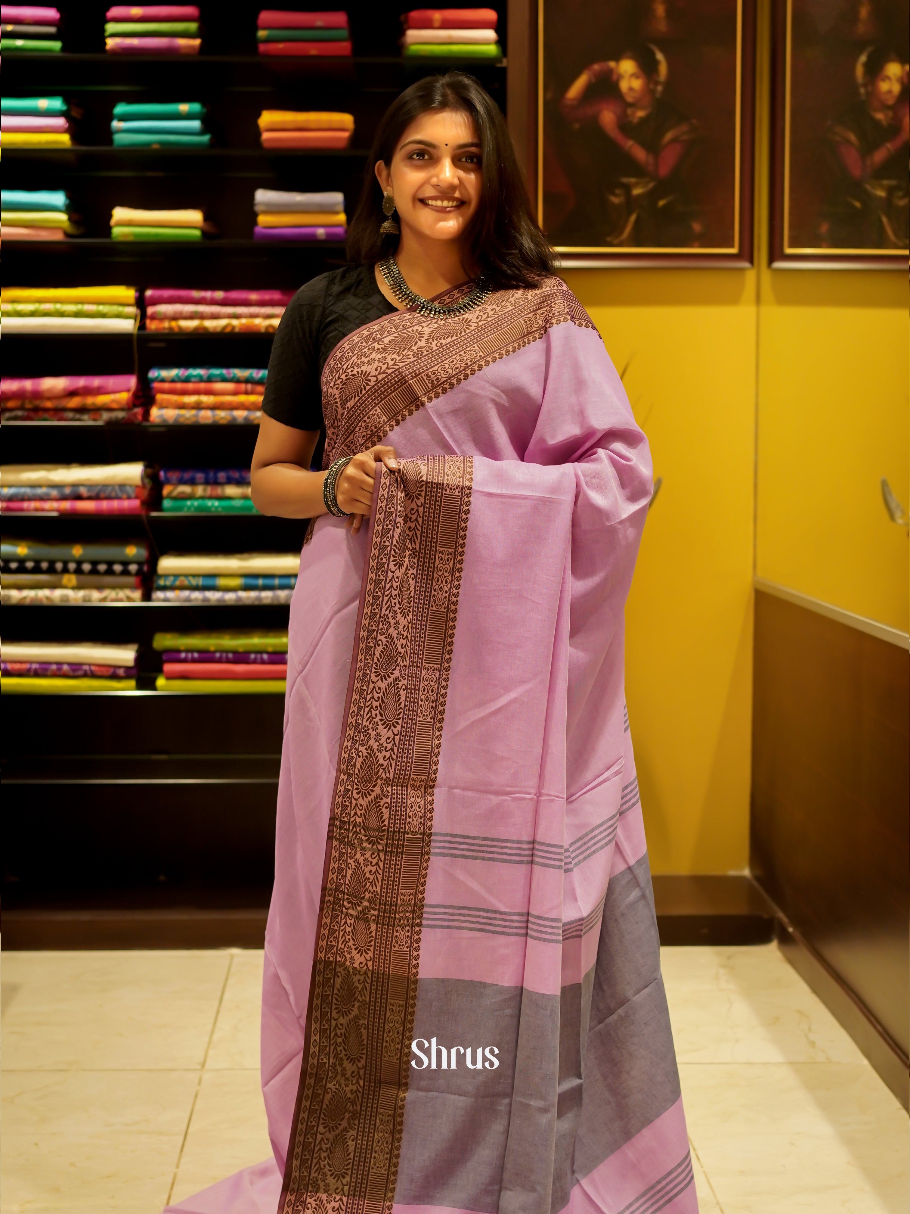 Pink & Brown -Bengal cotton - Shop on ShrusEternity.com