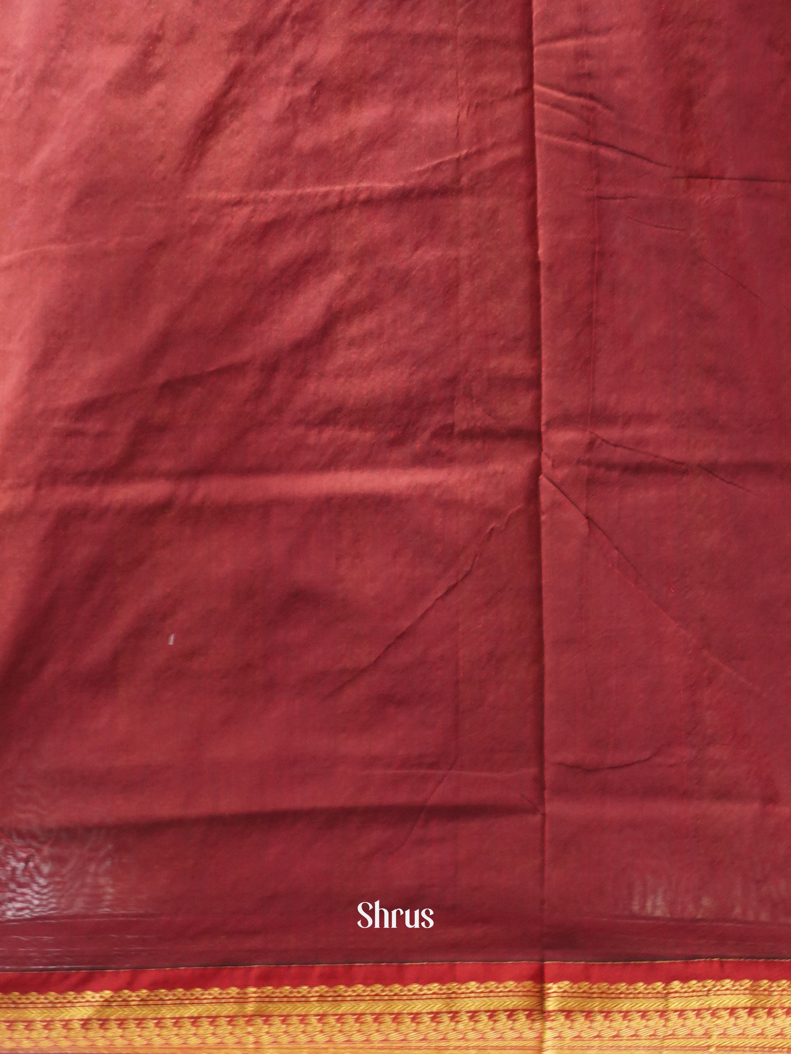 Blue & Maroon - Kalyani Cotton Saree - Shop on ShrusEternity.com