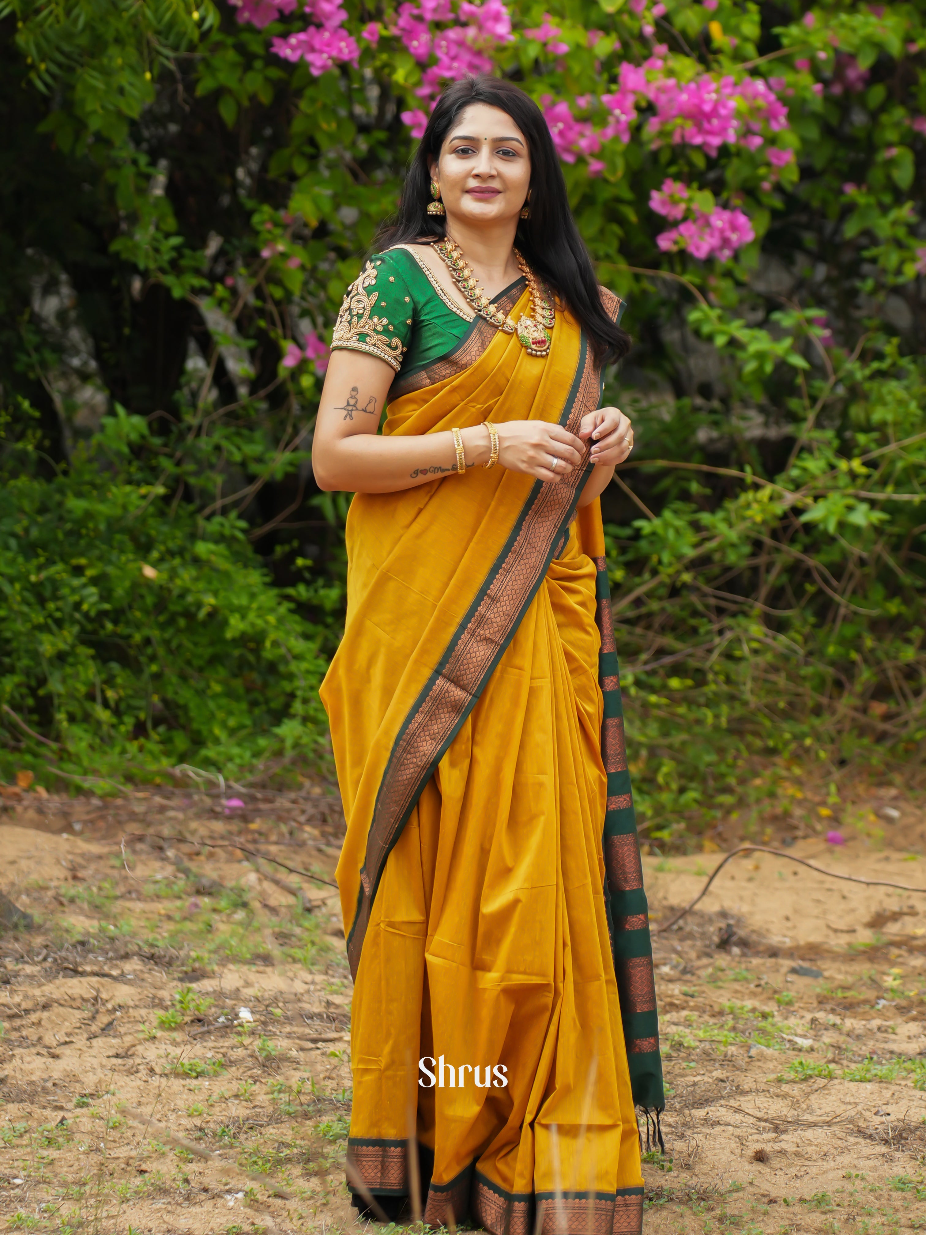 Mustard & Green - Kalyani Cotton - Shop on ShrusEternity.com