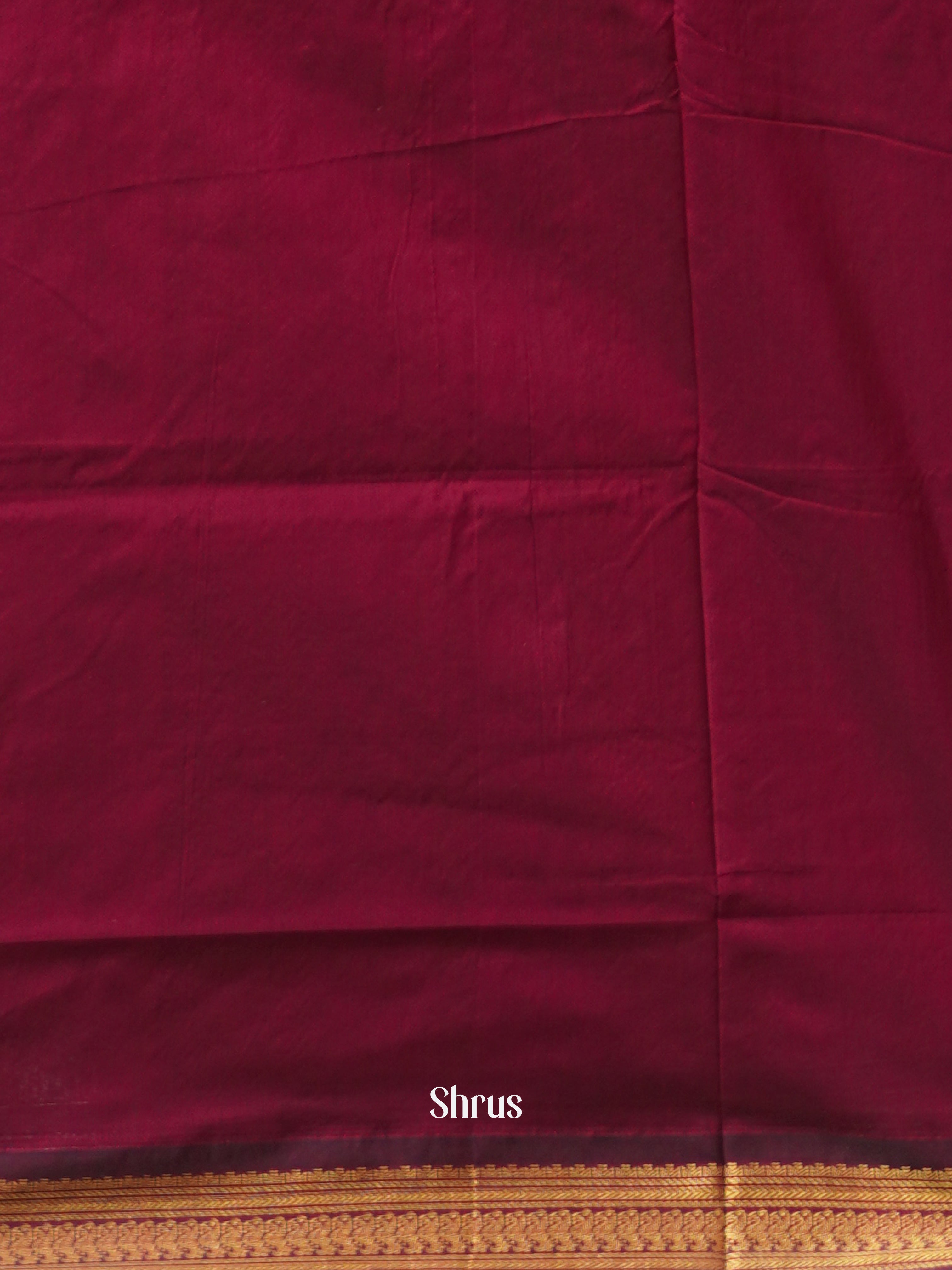 Grey & Maroon - Kalyani Cotton Saree - Shop on ShrusEternity.com