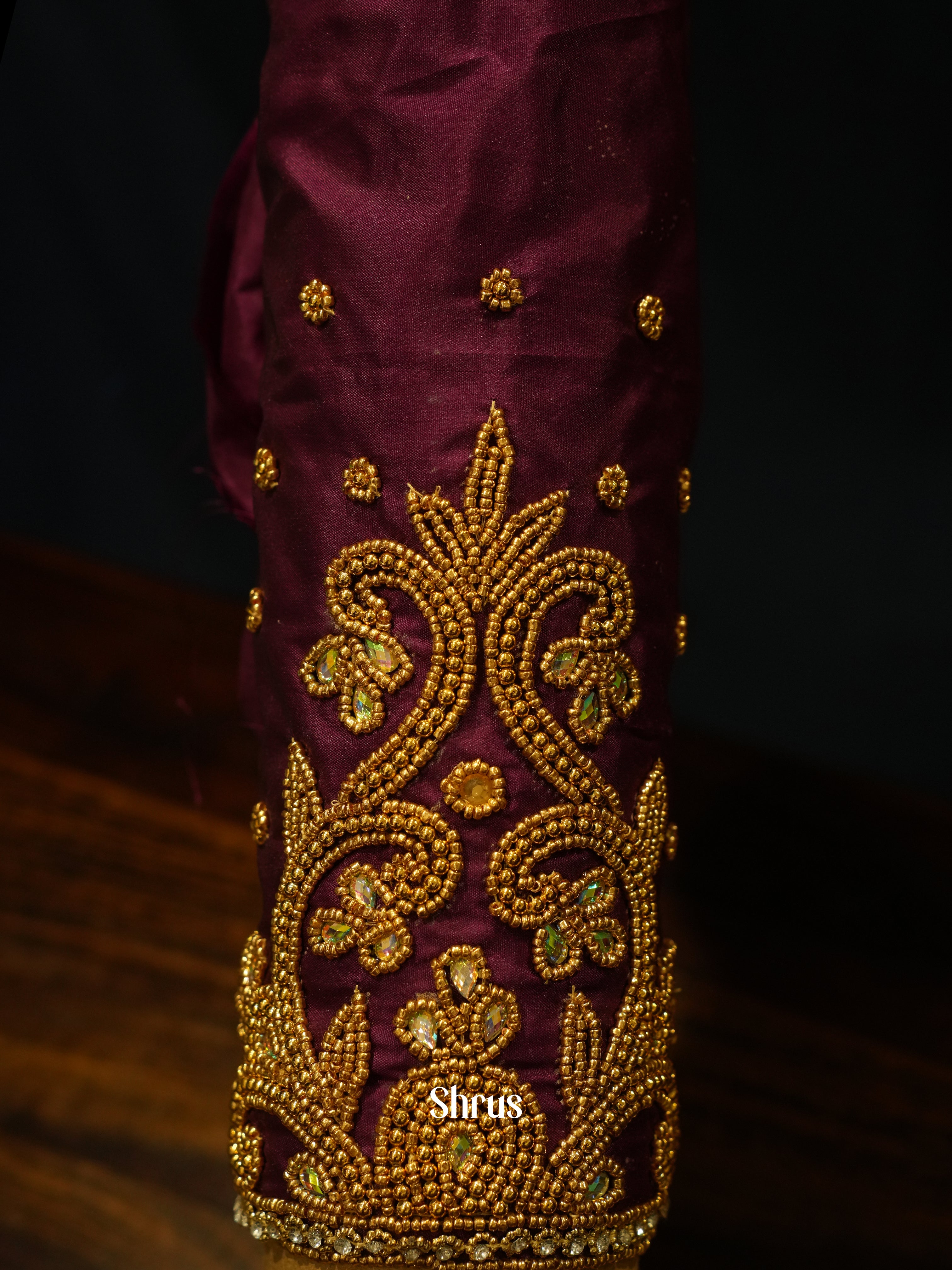 Maroon - Aari Blouse - Shop on ShrusEternity.com