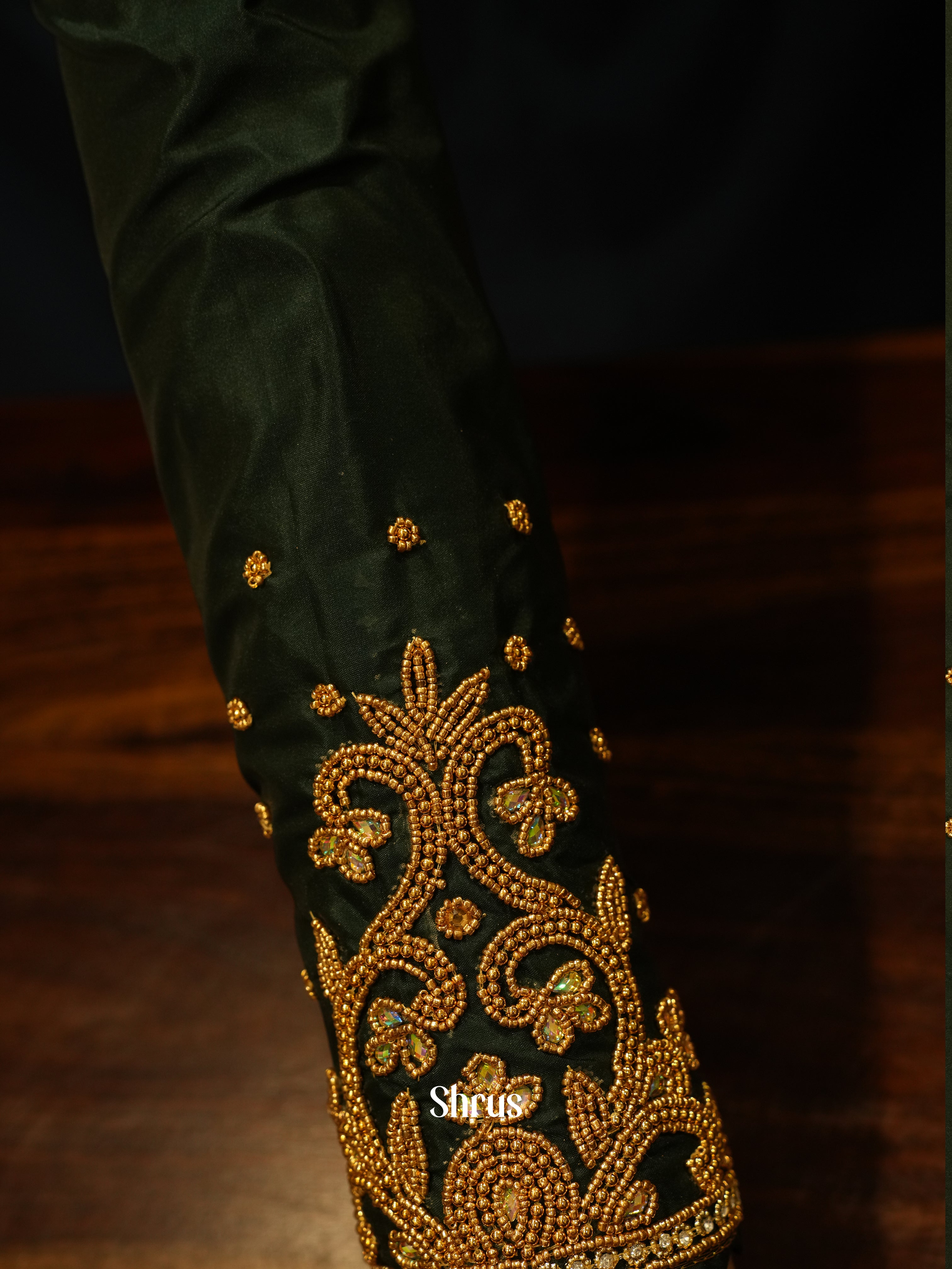 Dark Green - Aari Blouse - Shop on ShrusEternity.com