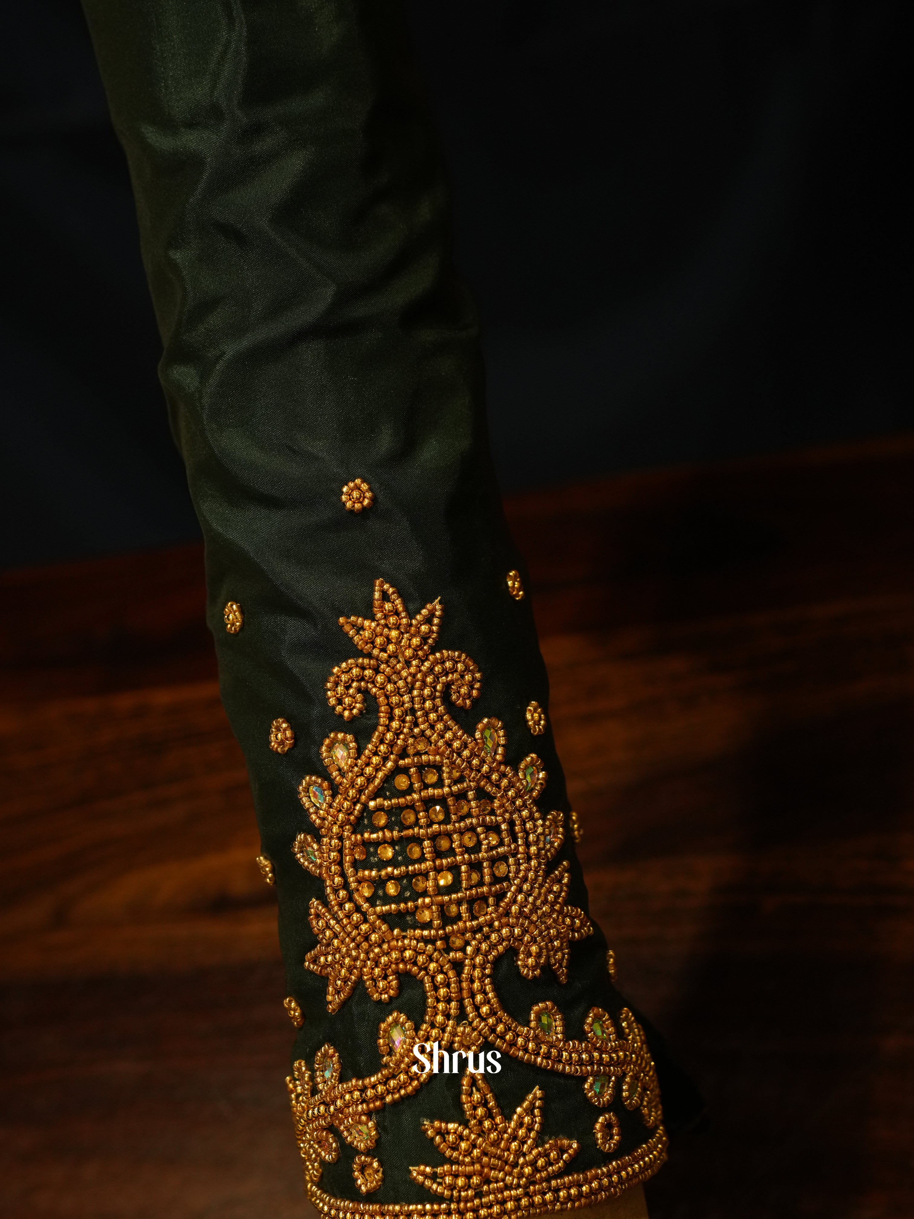 Dark Green - Aari Blouse - Shop on ShrusEternity.com