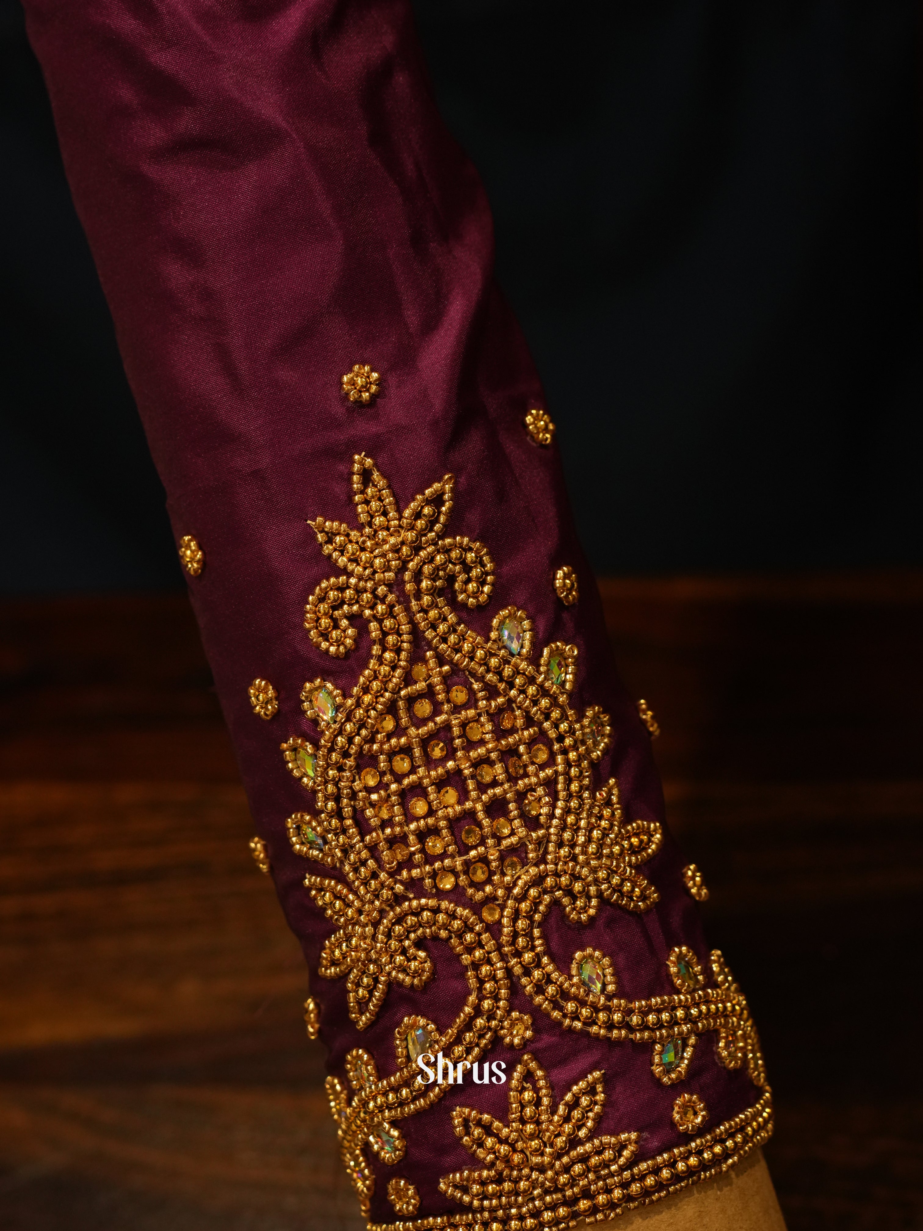 Wine - Aari Blouse - Shop on ShrusEternity.com