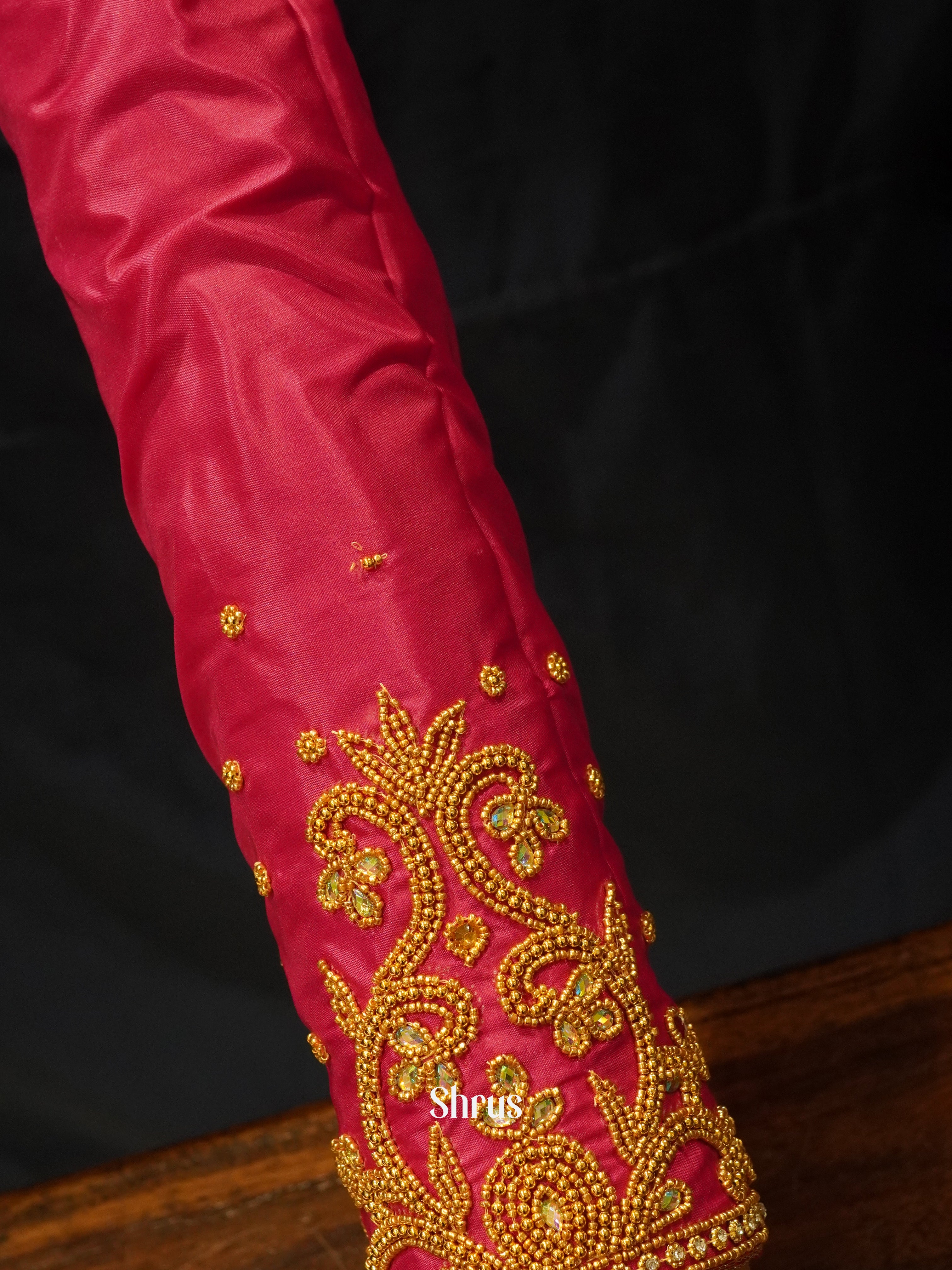 Reddish Pink- Aari Blouse - Shop on ShrusEternity.com