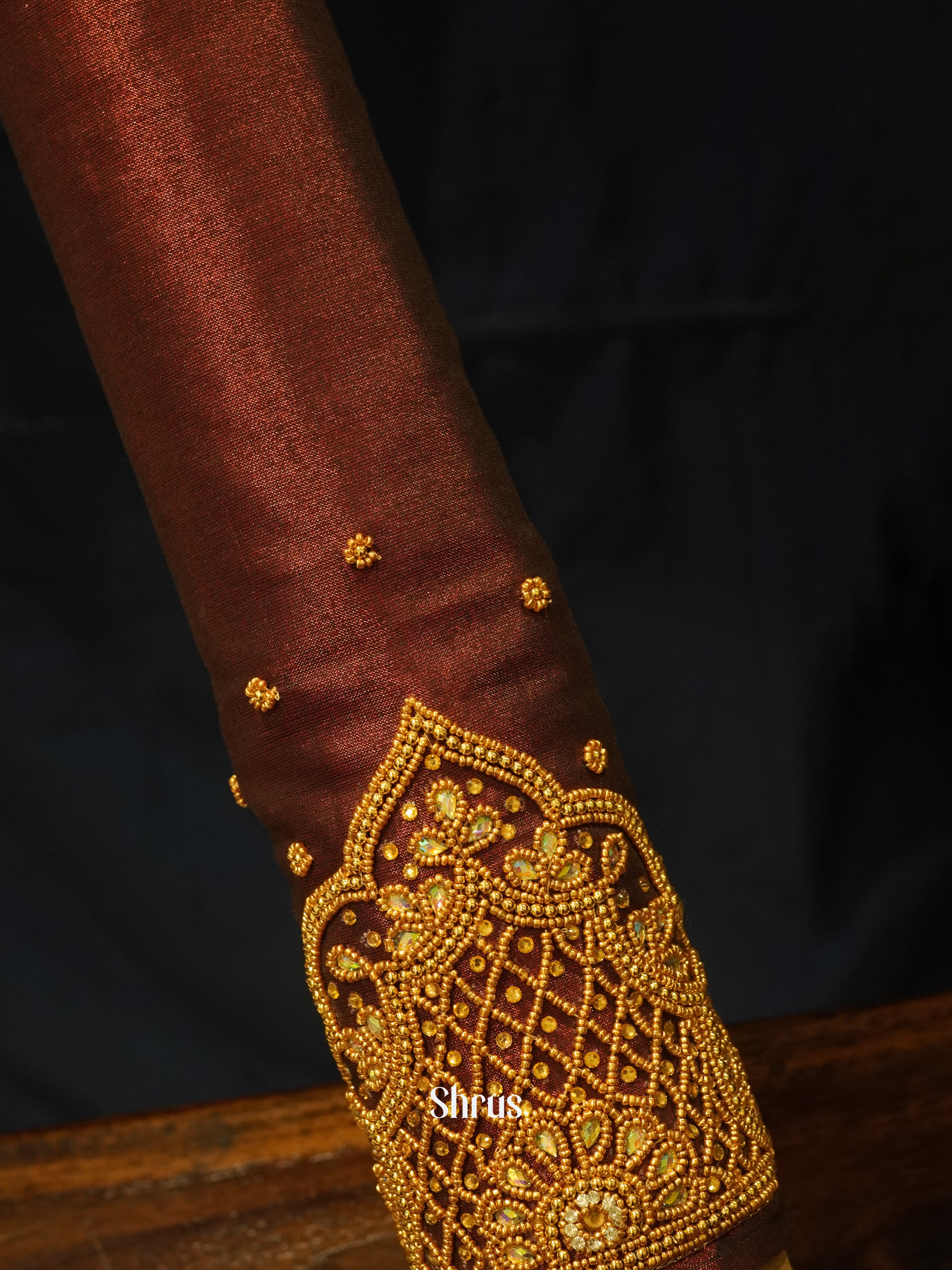 Brown - Aari Blouse - Shop on ShrusEternity.com