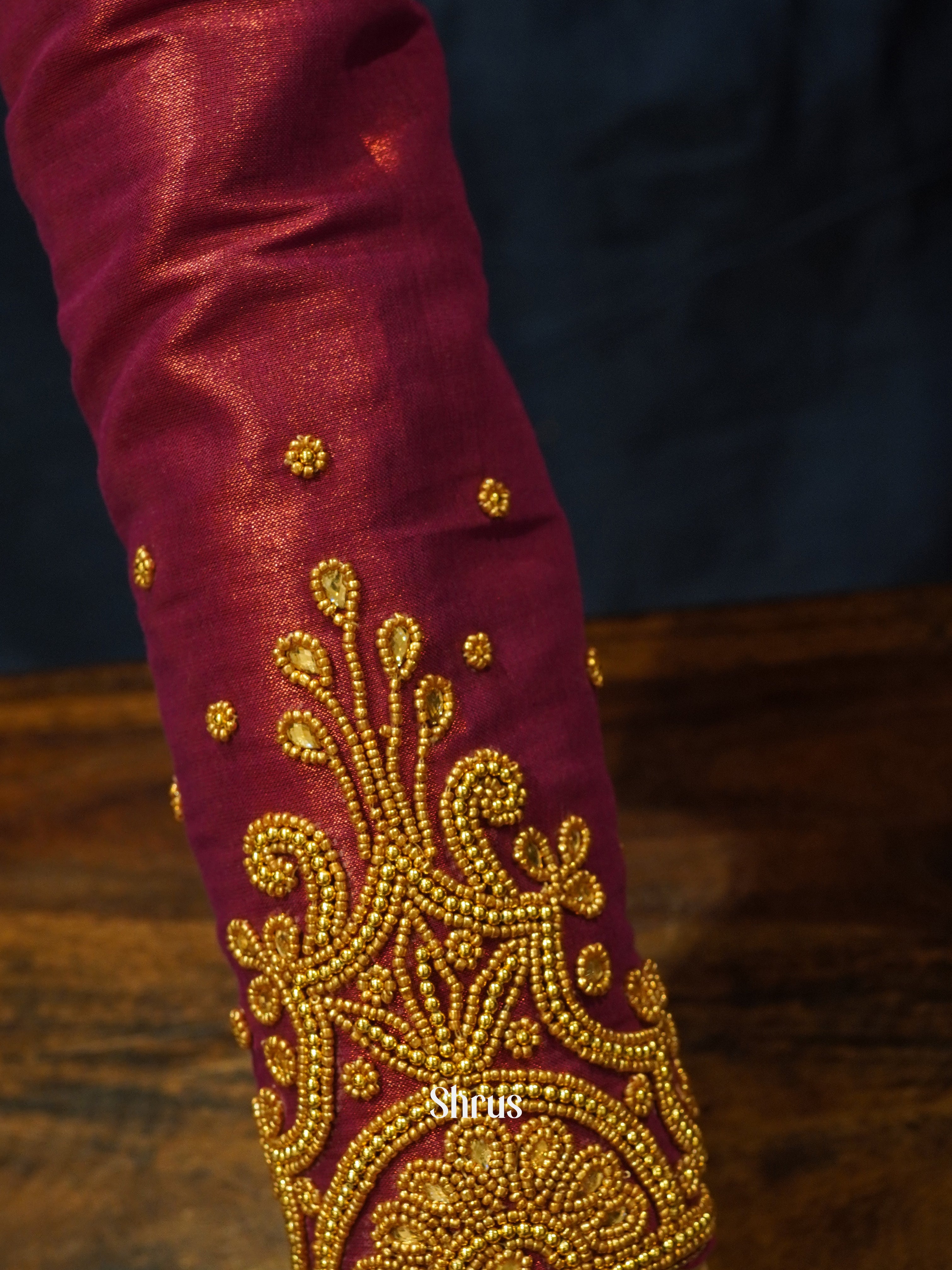 Wine - Aari Blouse - Shop on ShrusEternity.com