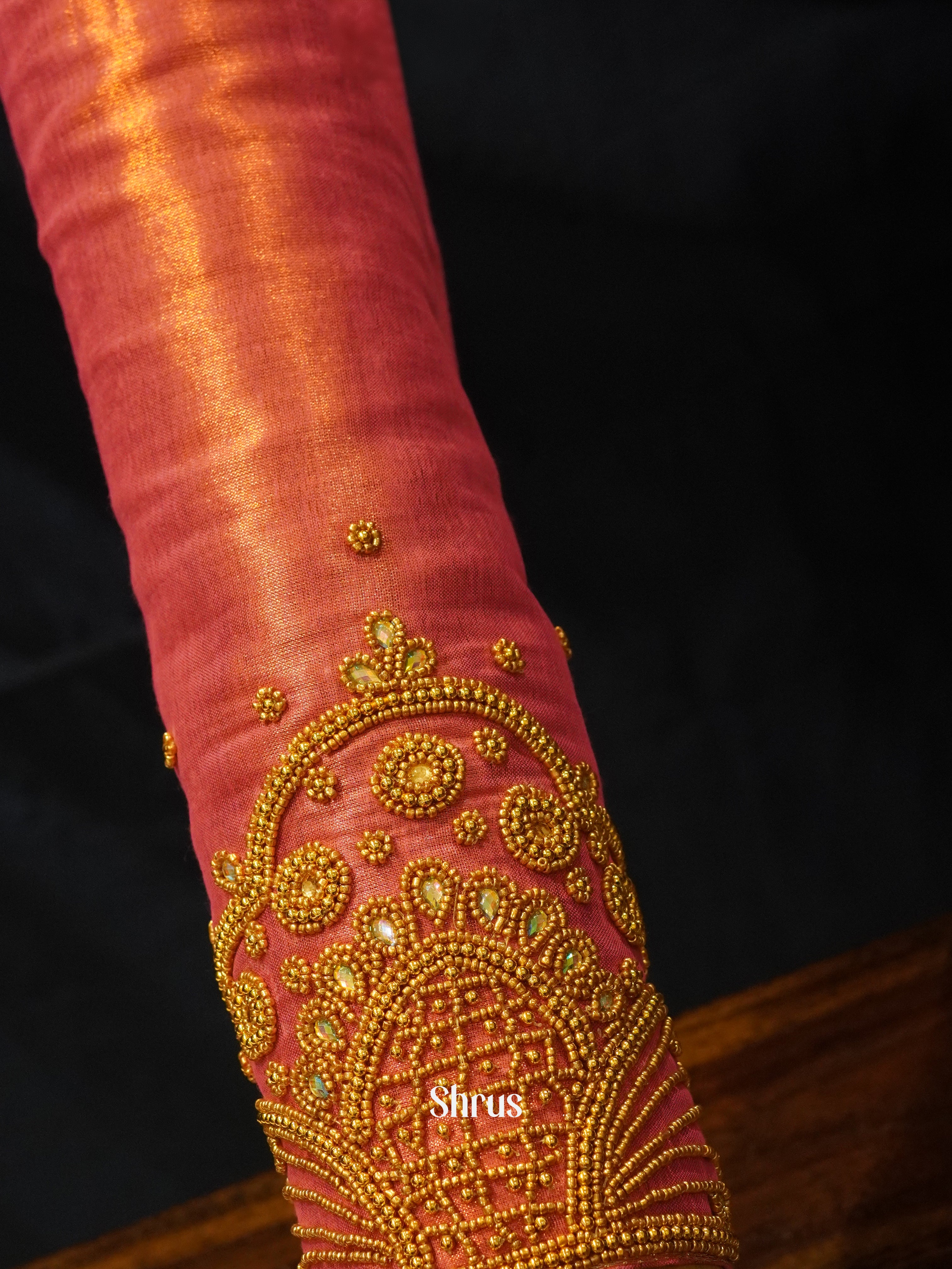 Orangish Pink - Aari Blouse - Shop on ShrusEternity.com