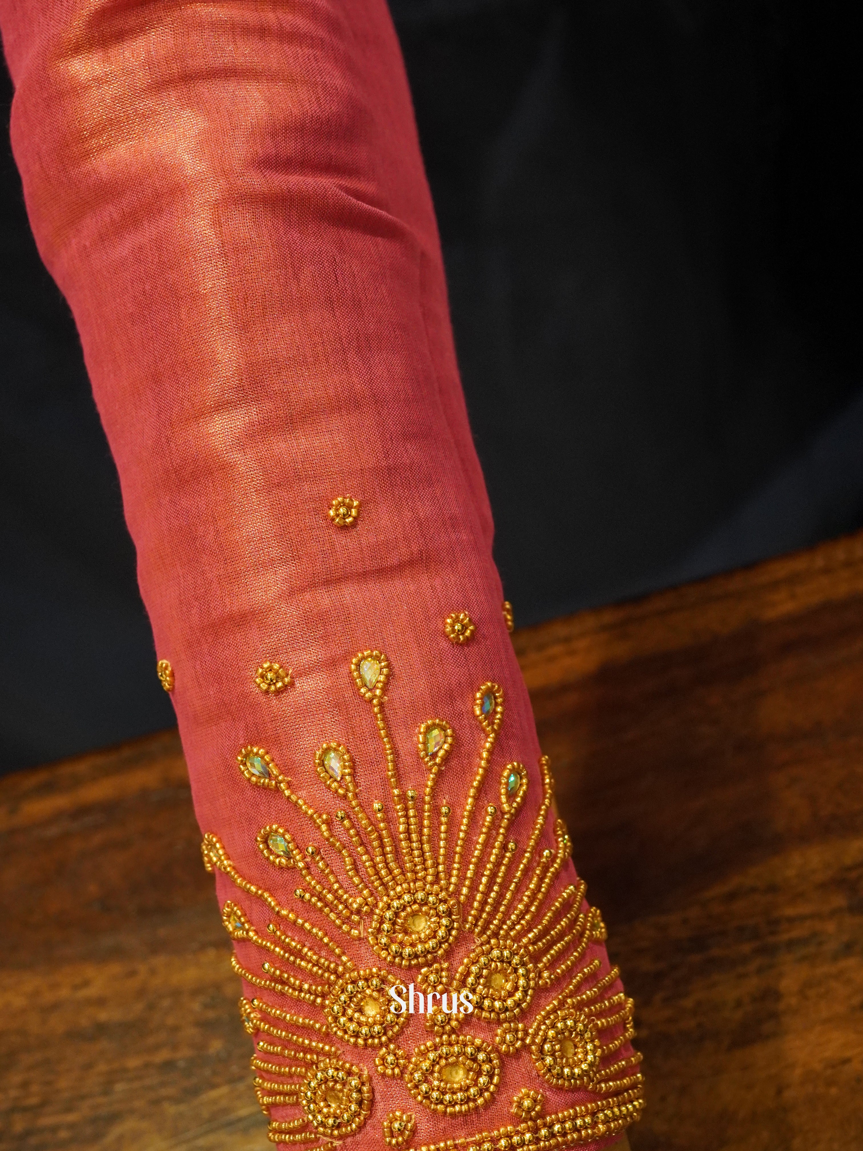 Orangish Pink - Aari Blouse - Shop on ShrusEternity.com