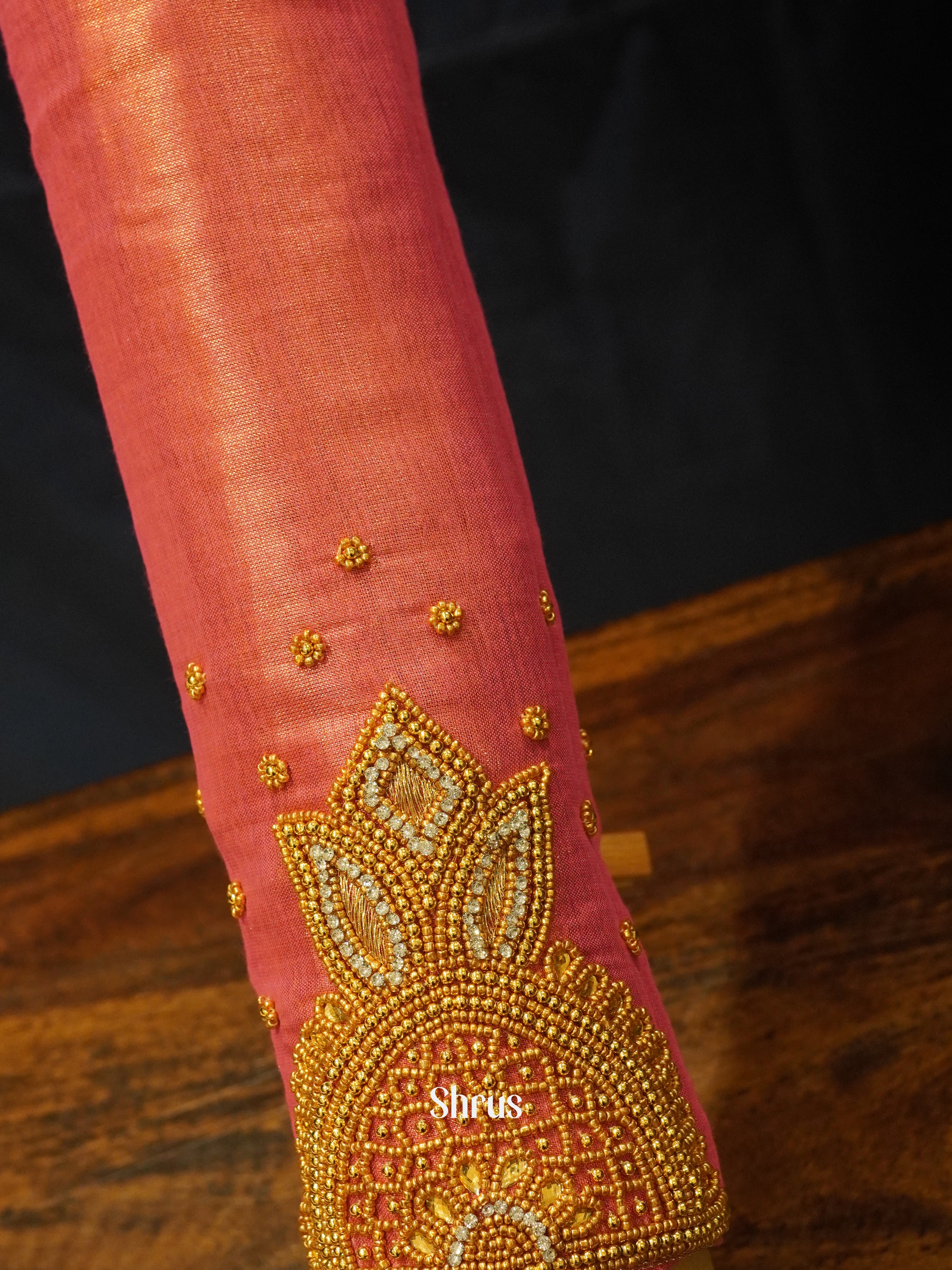 Orangish Pink - Aari Blouse - Shop on ShrusEternity.com