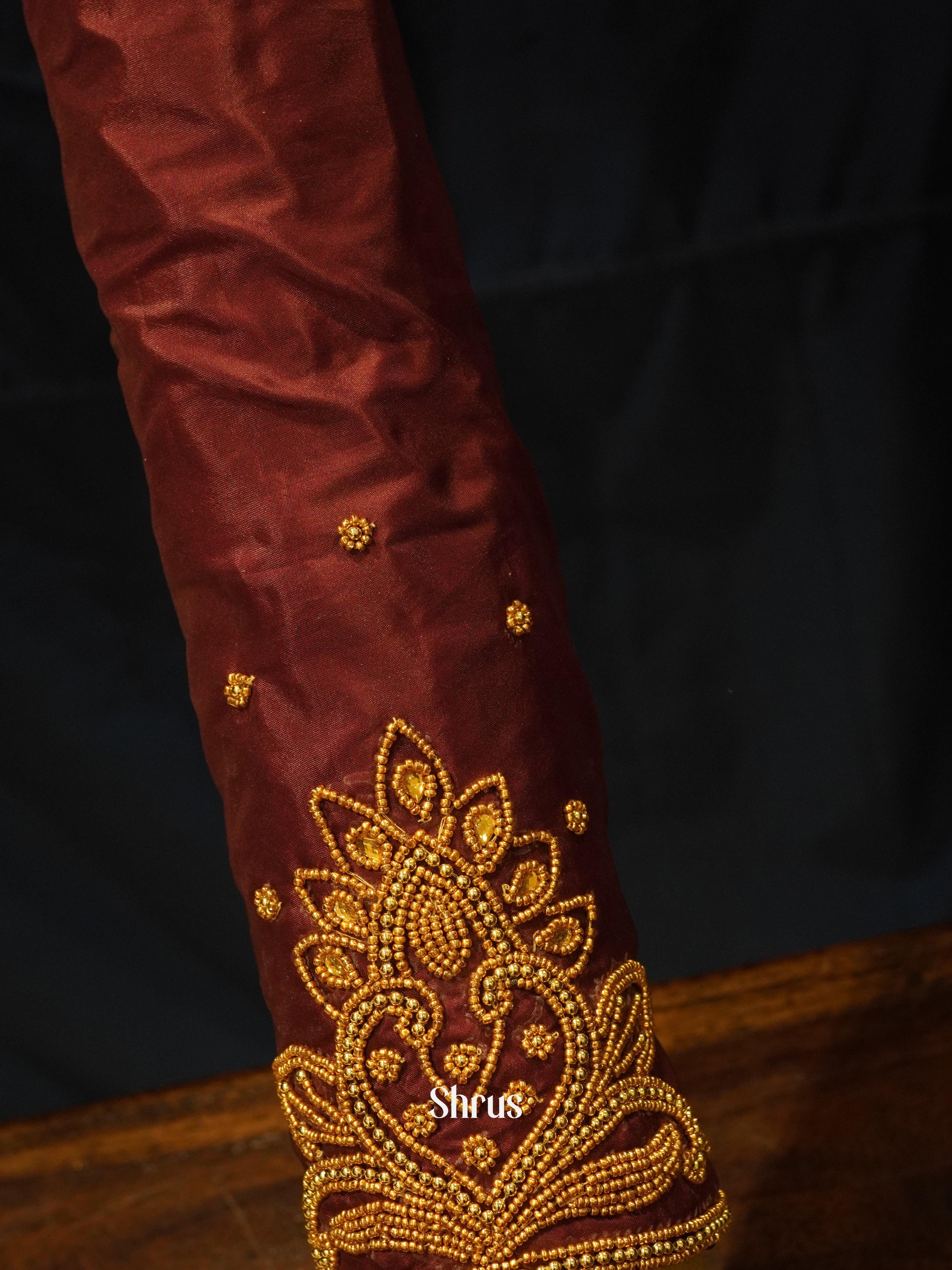 Brown - Aari Blouse - Shop on ShrusEternity.com