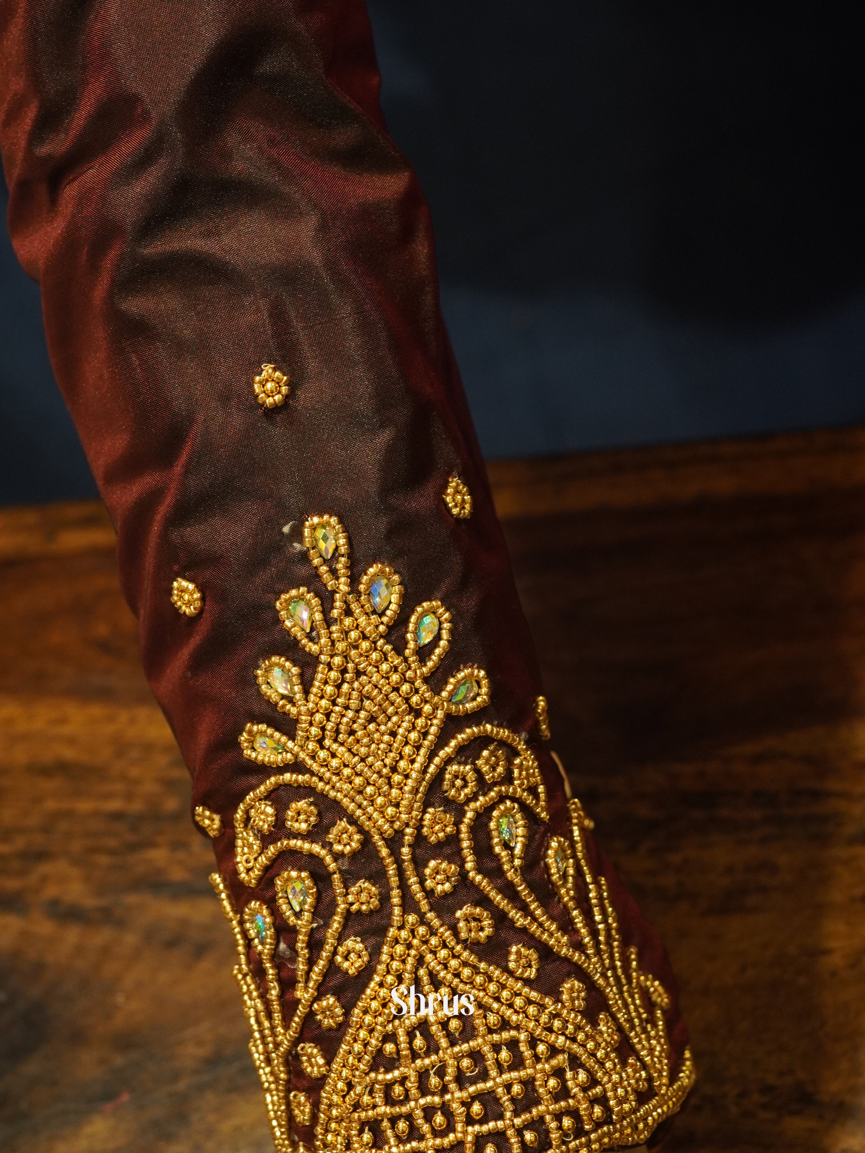 Brown - Aari Blouse - Shop on ShrusEternity.com