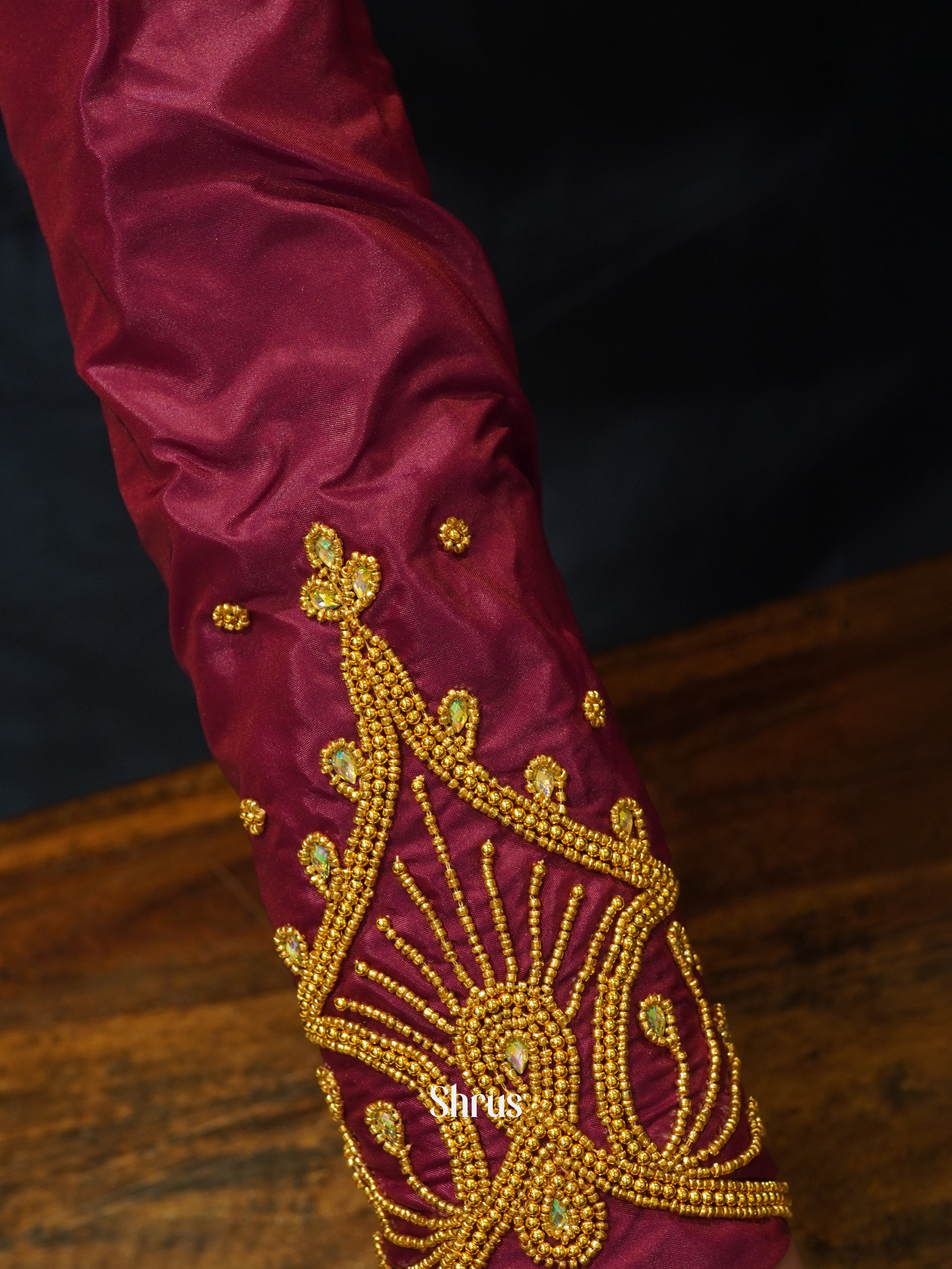 Wine - Aari Blouse - Shop on ShrusEternity.com