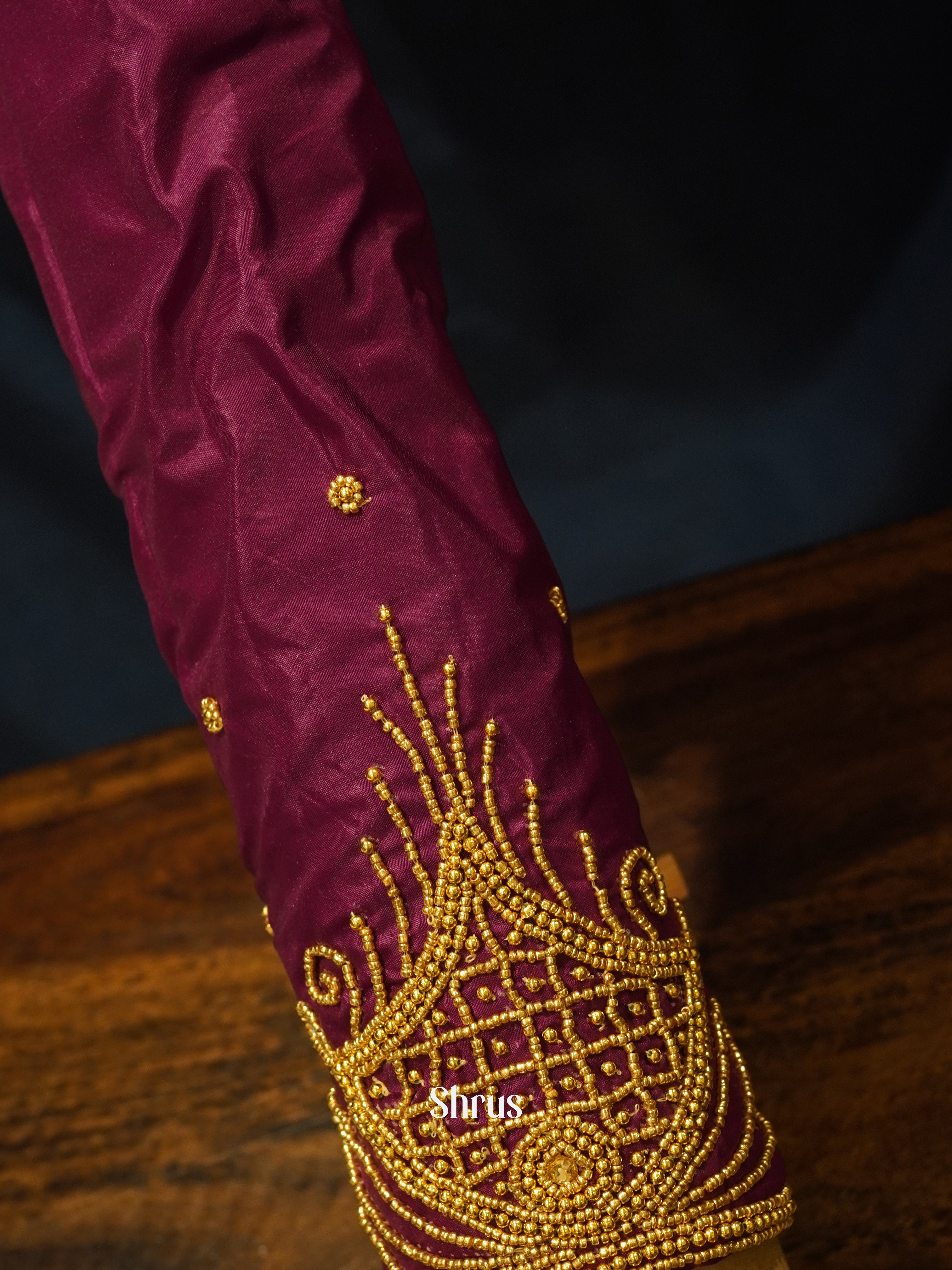 Maroon - Aari Blouse - Shop on ShrusEternity.com