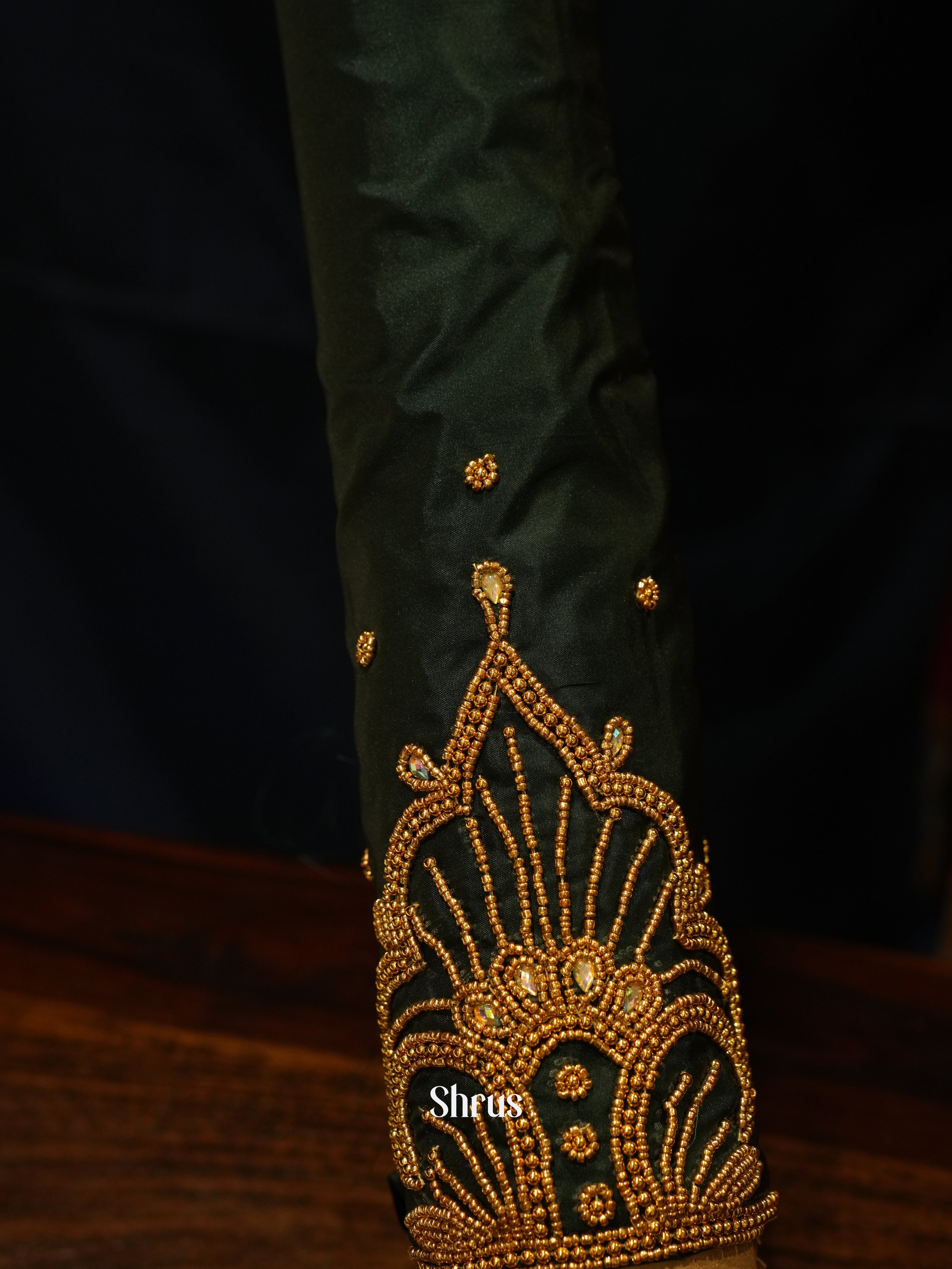 Dark Green - Aari Blouse - Shop on ShrusEternity.com