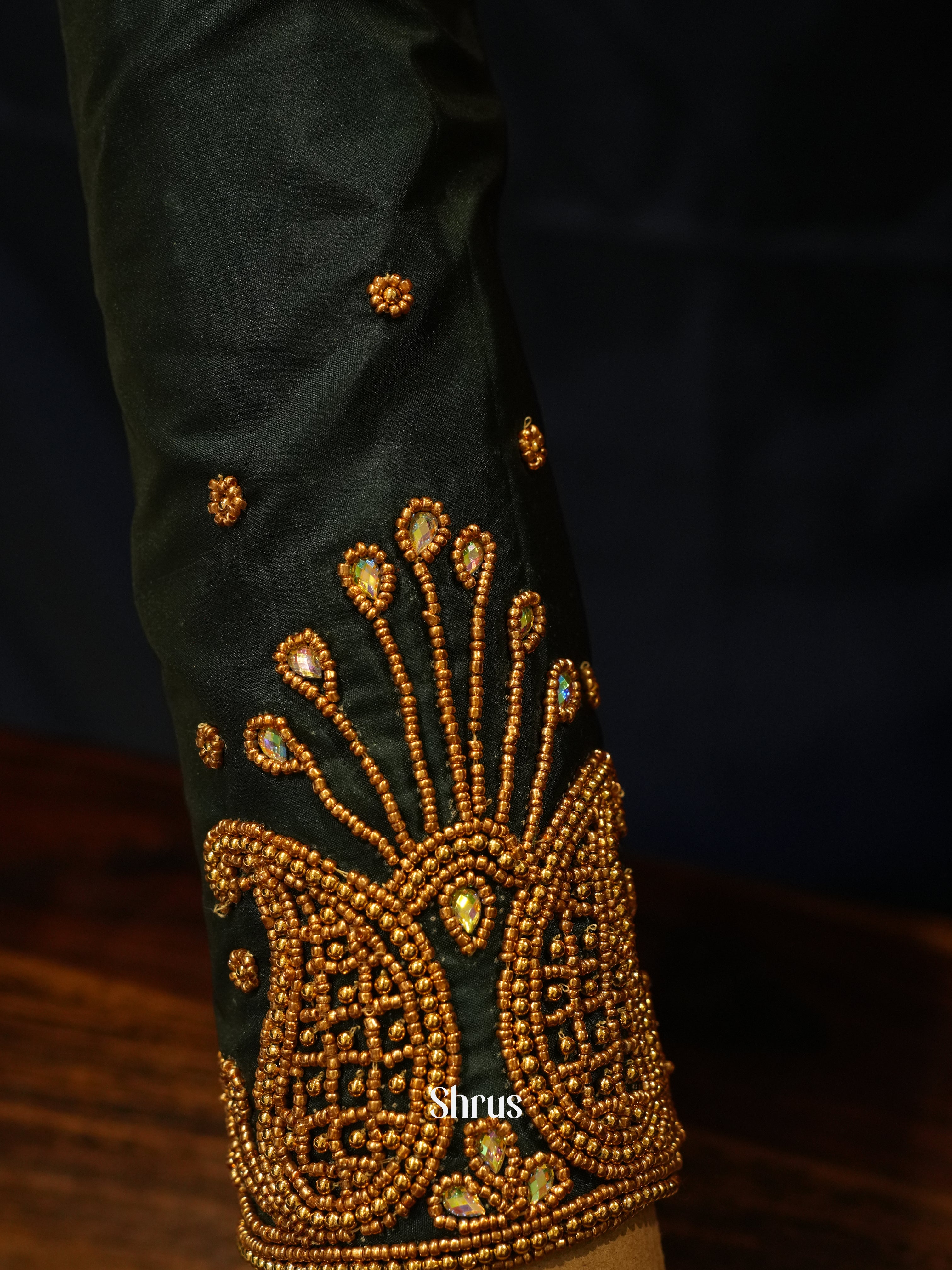 Dark Green - Aari Blouse - Shop on ShrusEternity.com