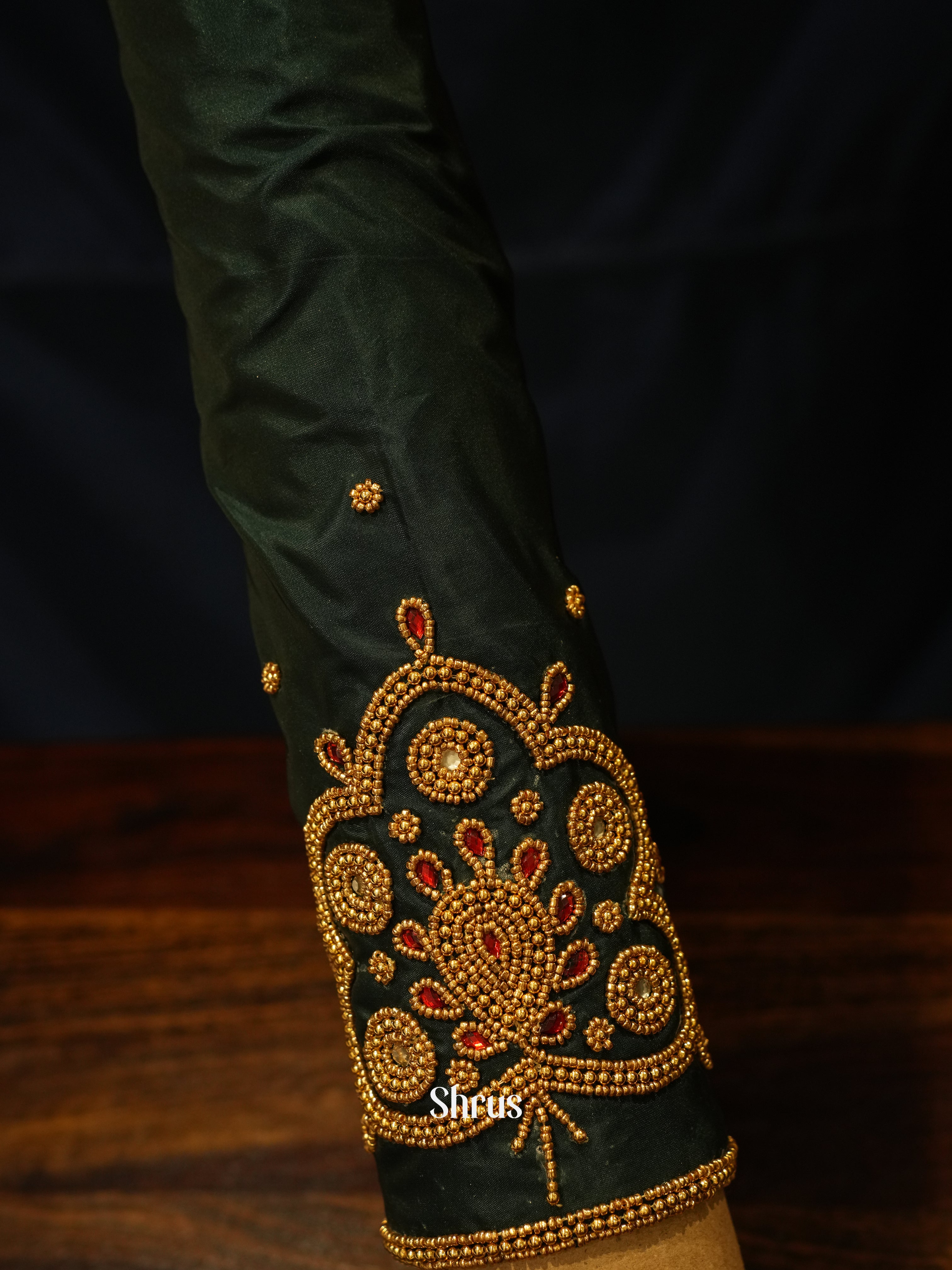 Dark Green - Aari Blouse - Shop on ShrusEternity.com