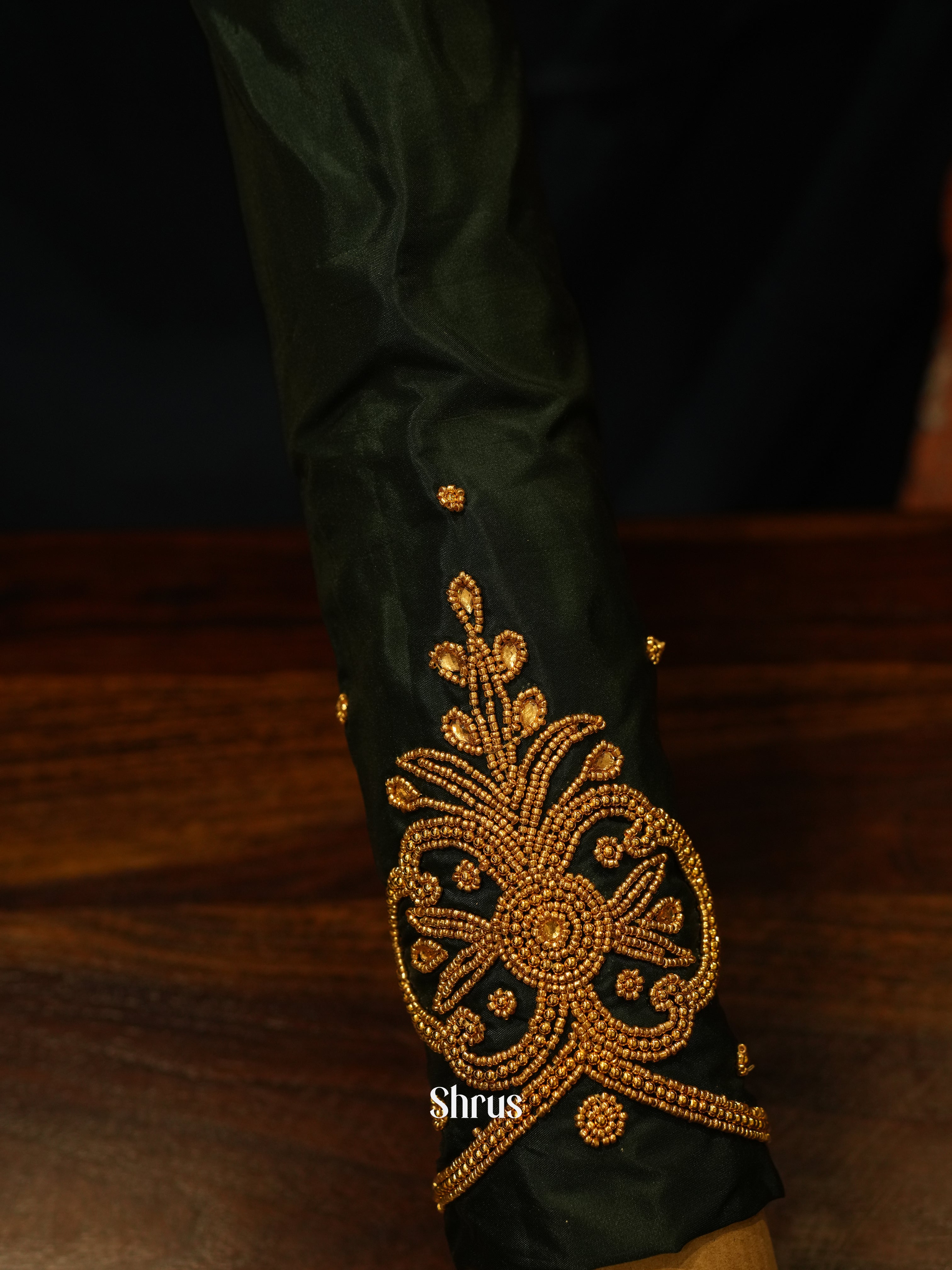 Dark Green - Aari Blouse - Shop on ShrusEternity.com