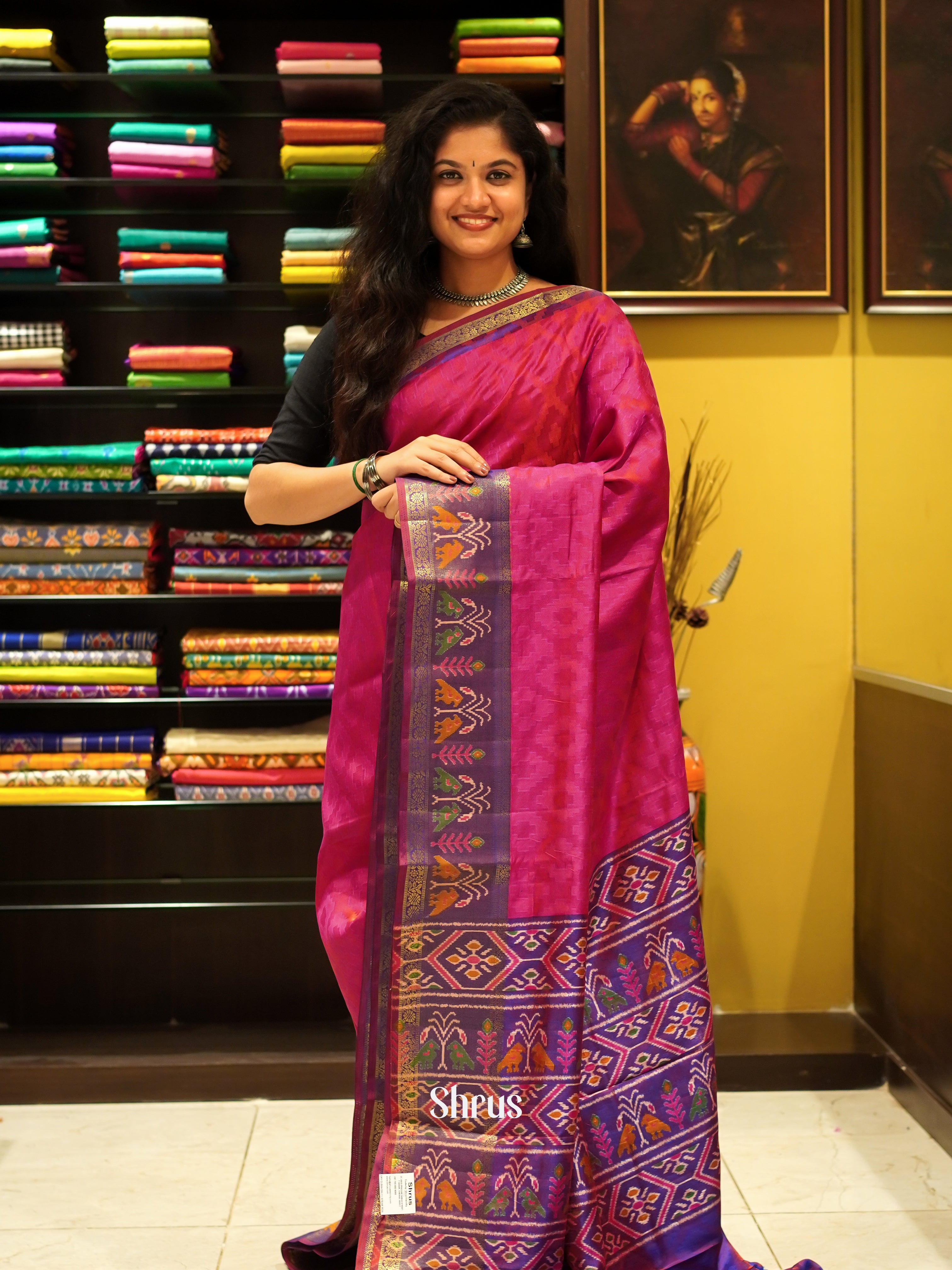 Pink & Purple - Semi Patola Saree - Shop on ShrusEternity.com