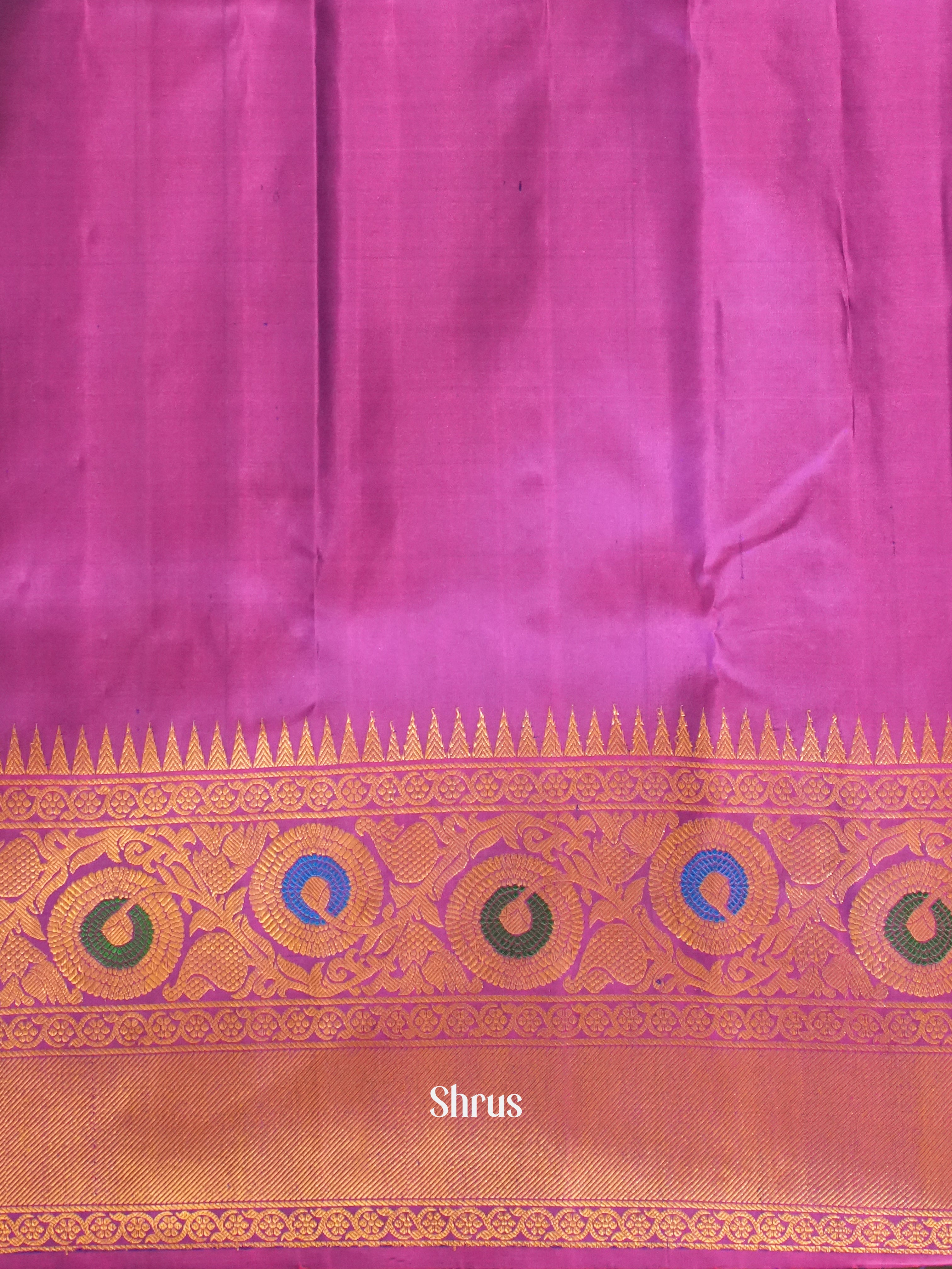 Peacock Blue & Majenta - Gadwal Silk Saree - Shop on ShrusEternity.com