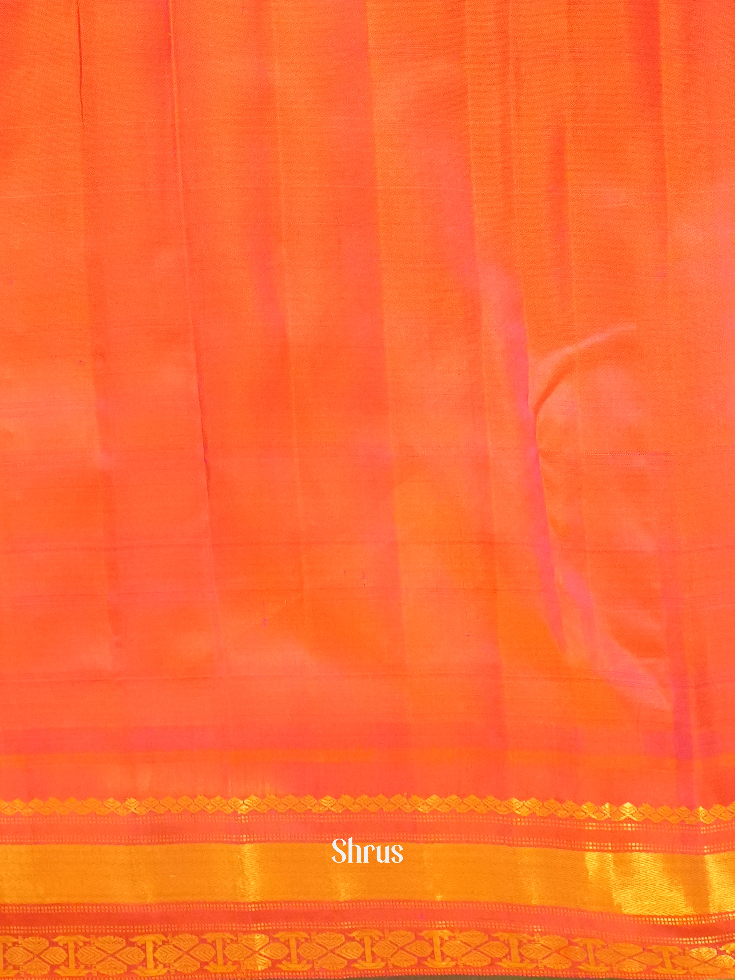 Pista Green & Orange - Gadwal Silk Saree - Shop on ShrusEternity.com