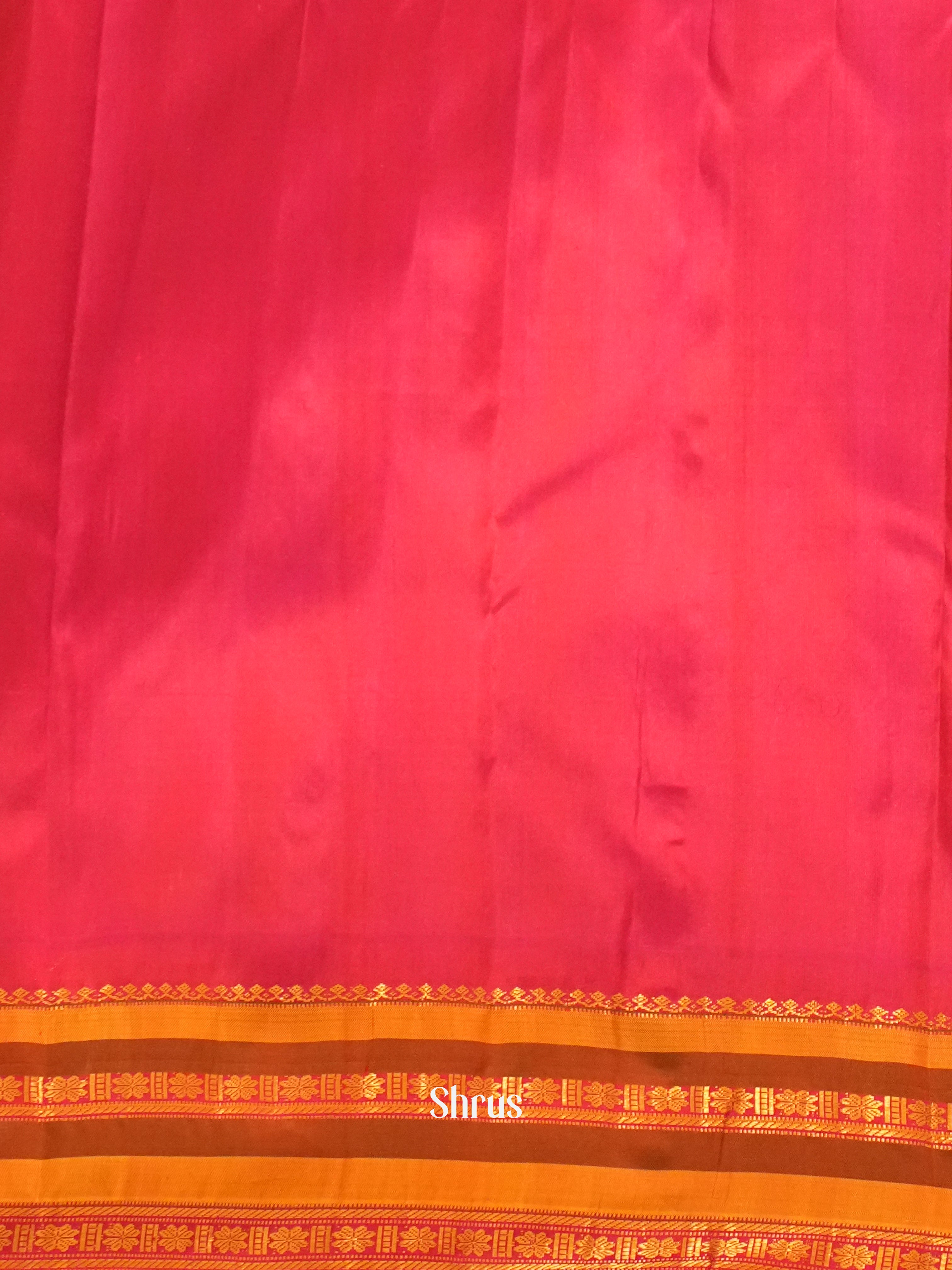 Cream & Red - Gadwal Silk Saree - Shop on ShrusEternity.com
