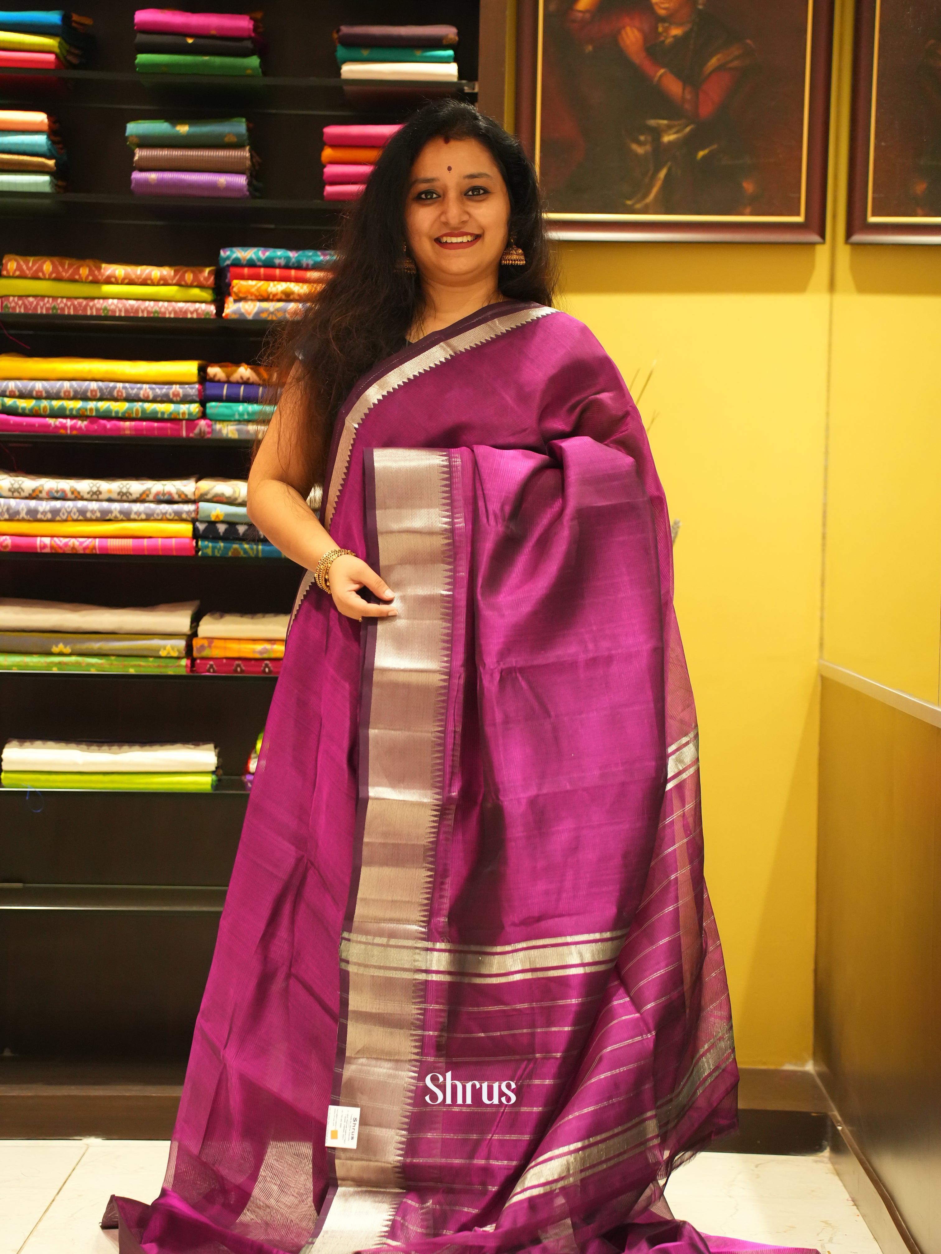 Purple(Single Tone) - Mangalagiri Silk Cotton Saree - Shop on ShrusEternity.com