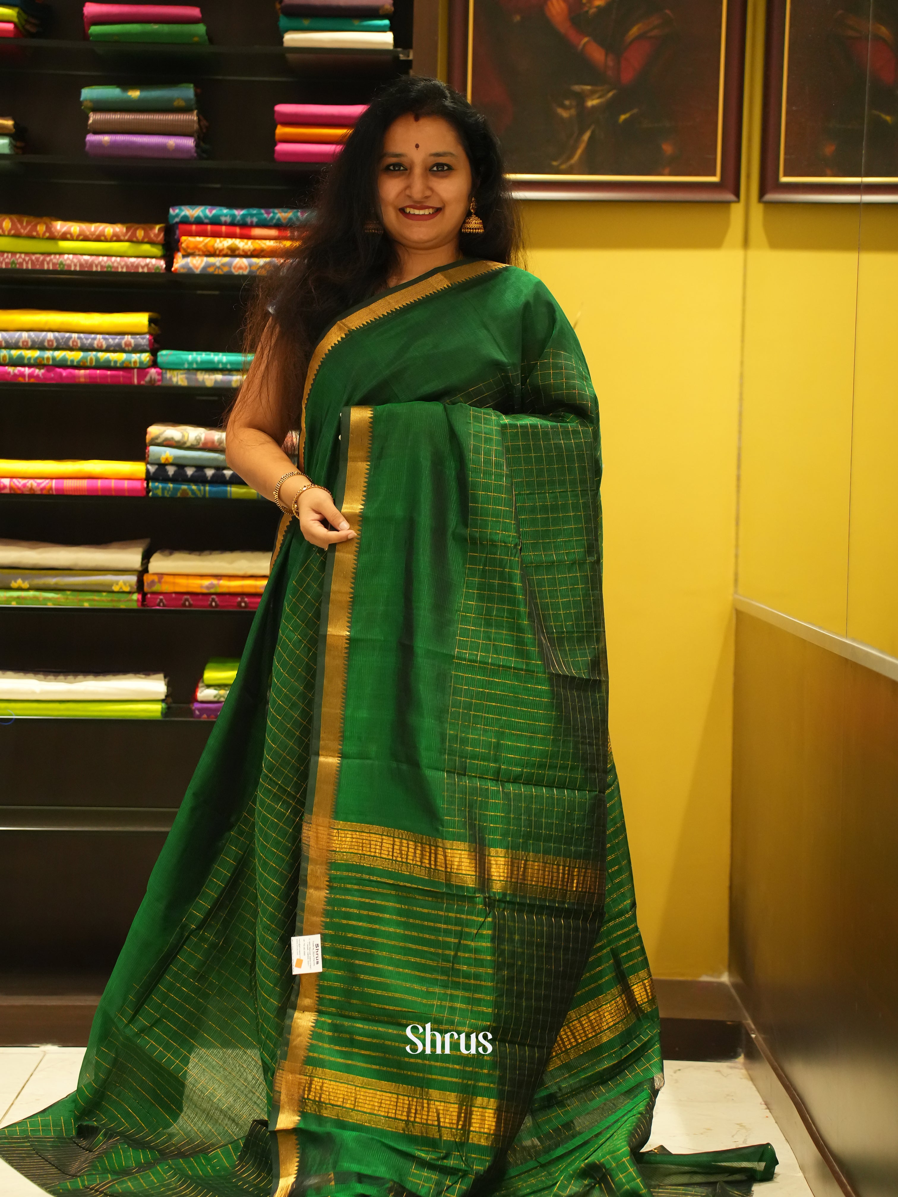Green(Single Tone) - Managalagiri Silk Cotton Saree - Shop on ShrusEternity.com