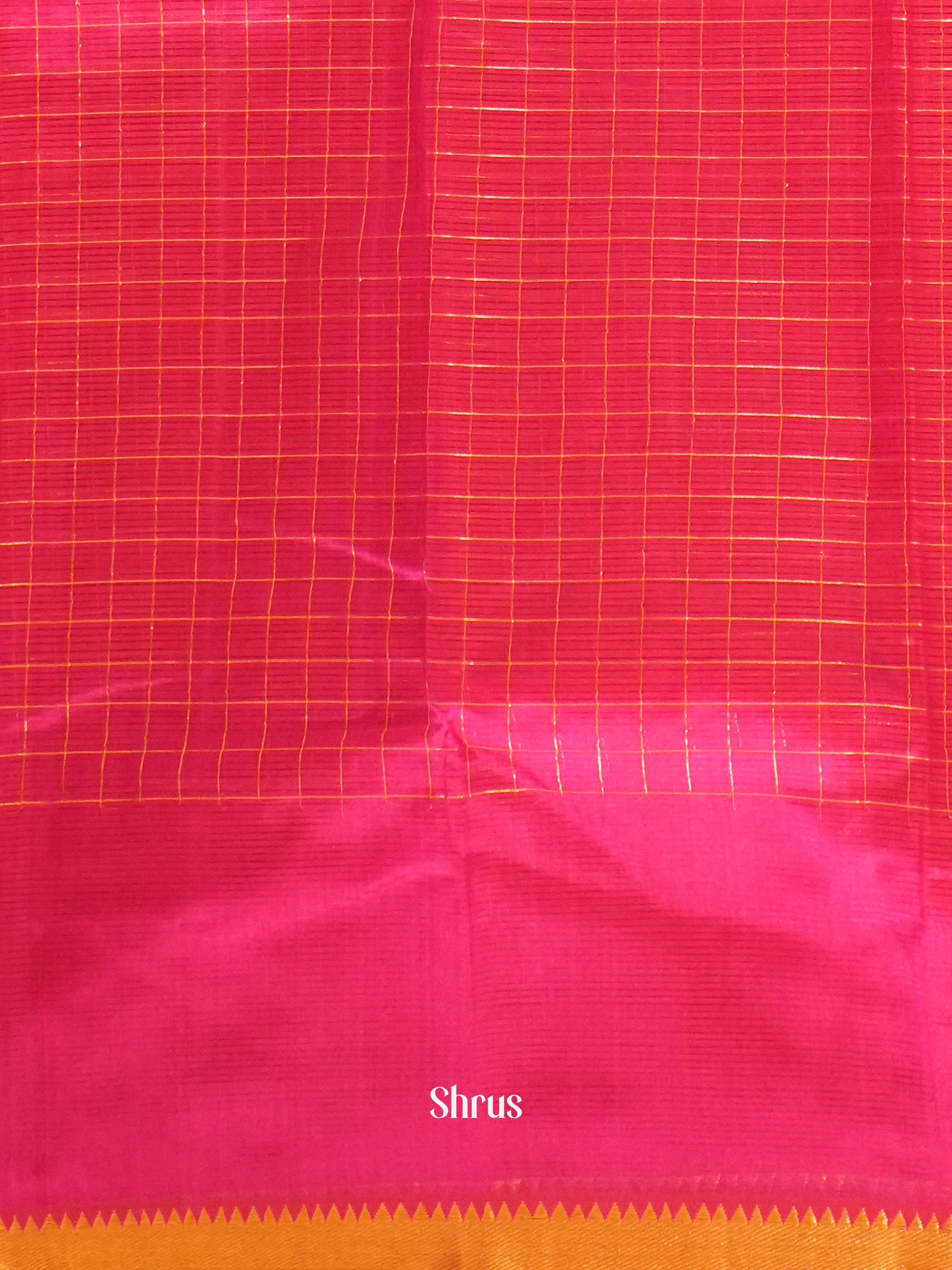 Pink (Single tone)- Mangalagiri Silk Cotton Saree - Shop on ShrusEternity.com