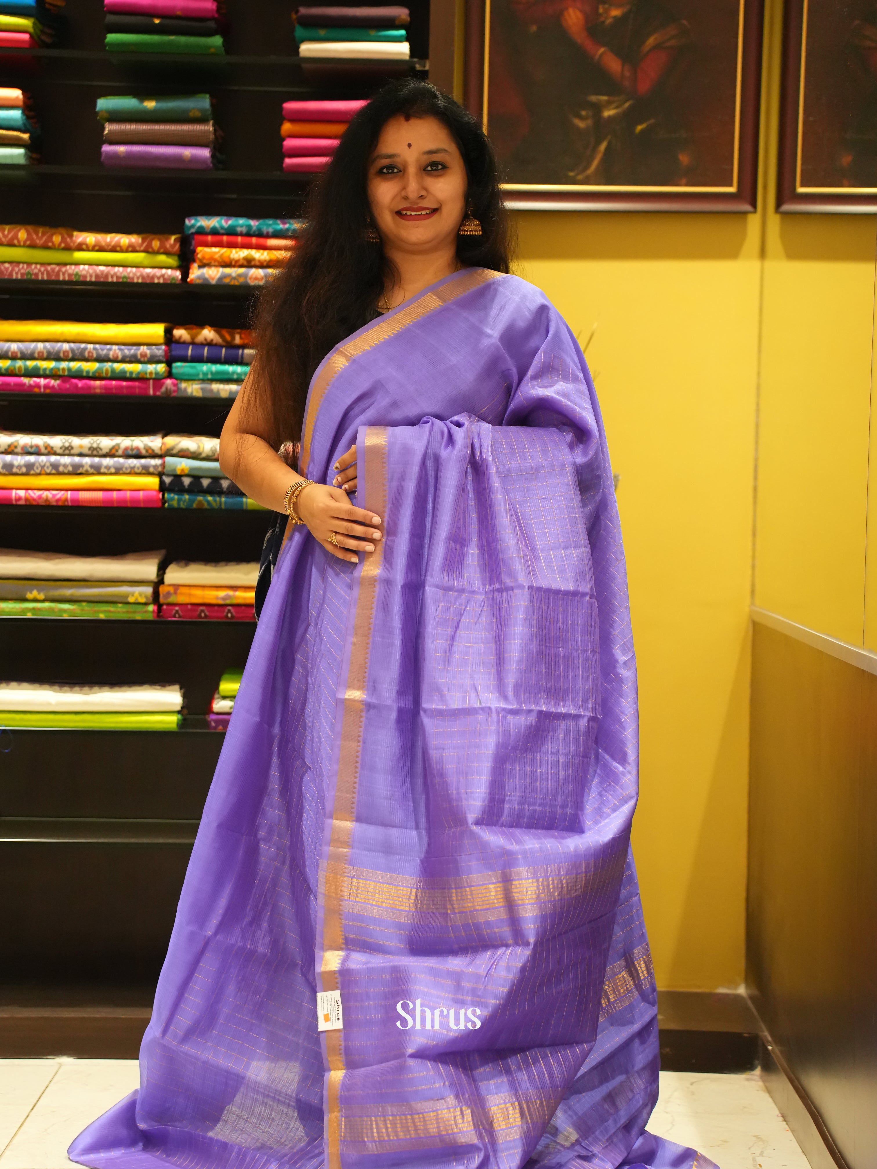 Purple (Single Tone)- Mangalagiri Silk Cotton saree - Shop on ShrusEternity.com