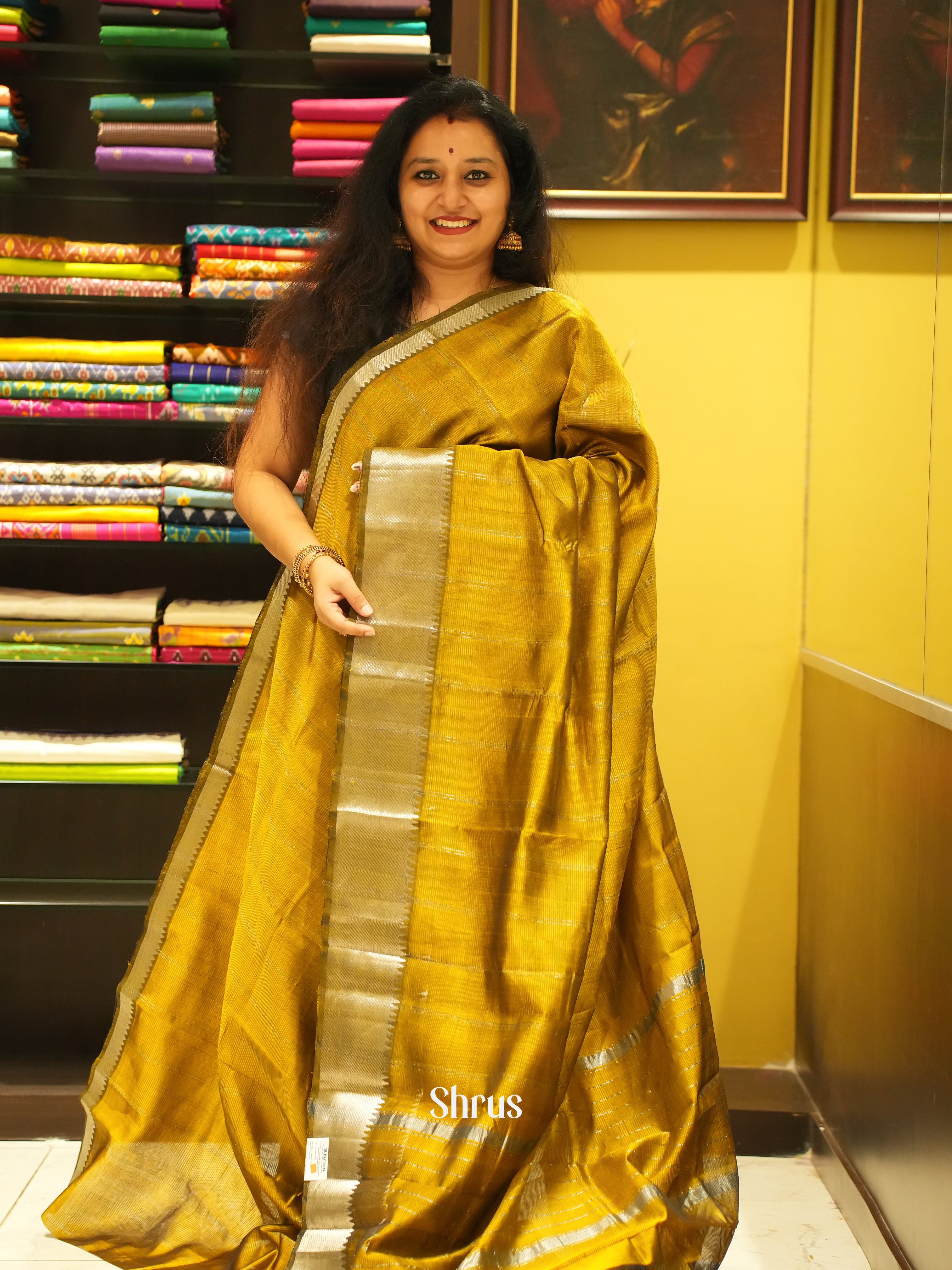 Mehandi Green(Single Tone)- Managalagiri Silk Cotton Saree - Shop on ShrusEternity.com
