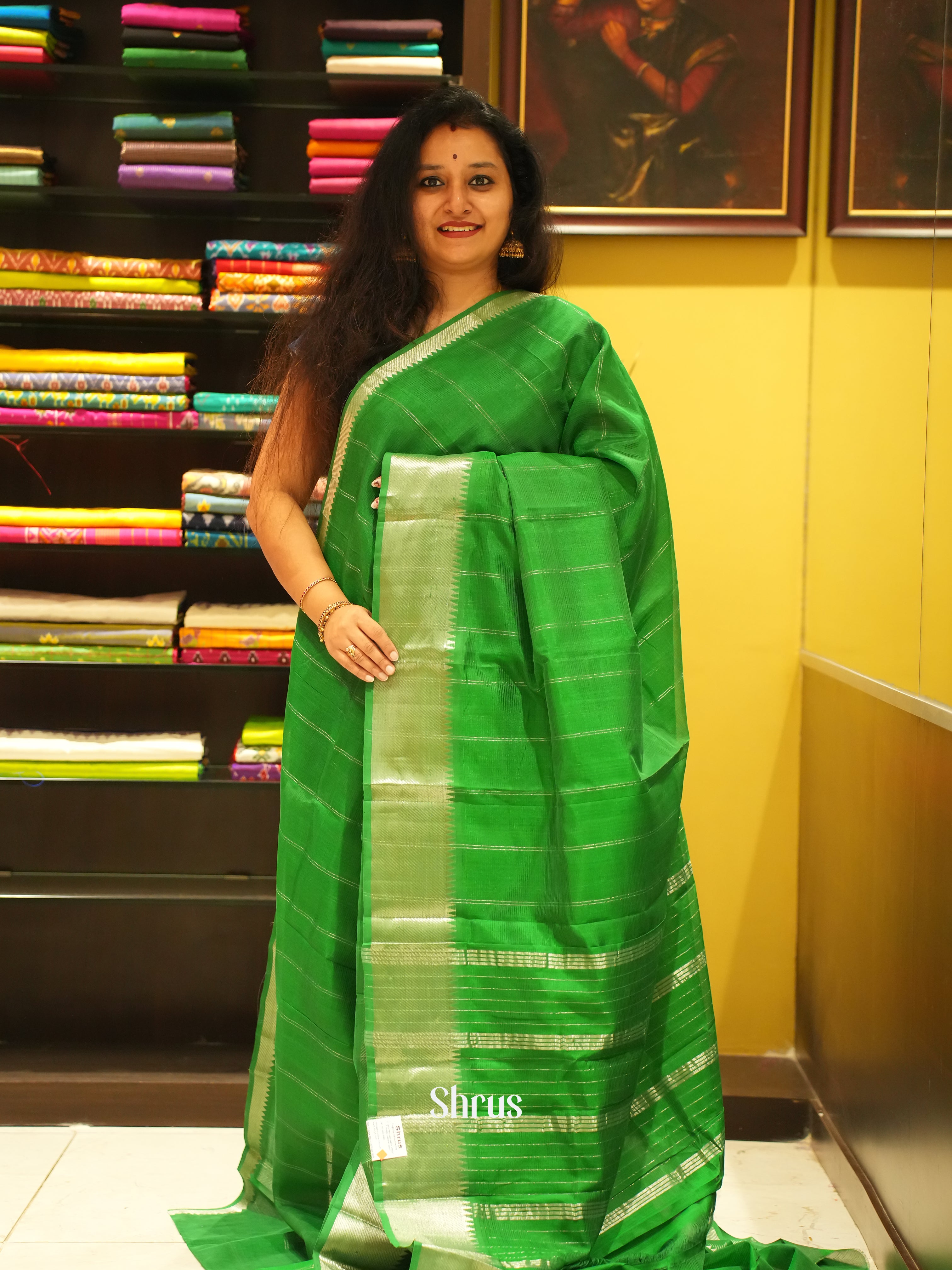 Light Green(Single tone)- Managalagiri Silk Cotton Saree - Shop on ShrusEternity.com