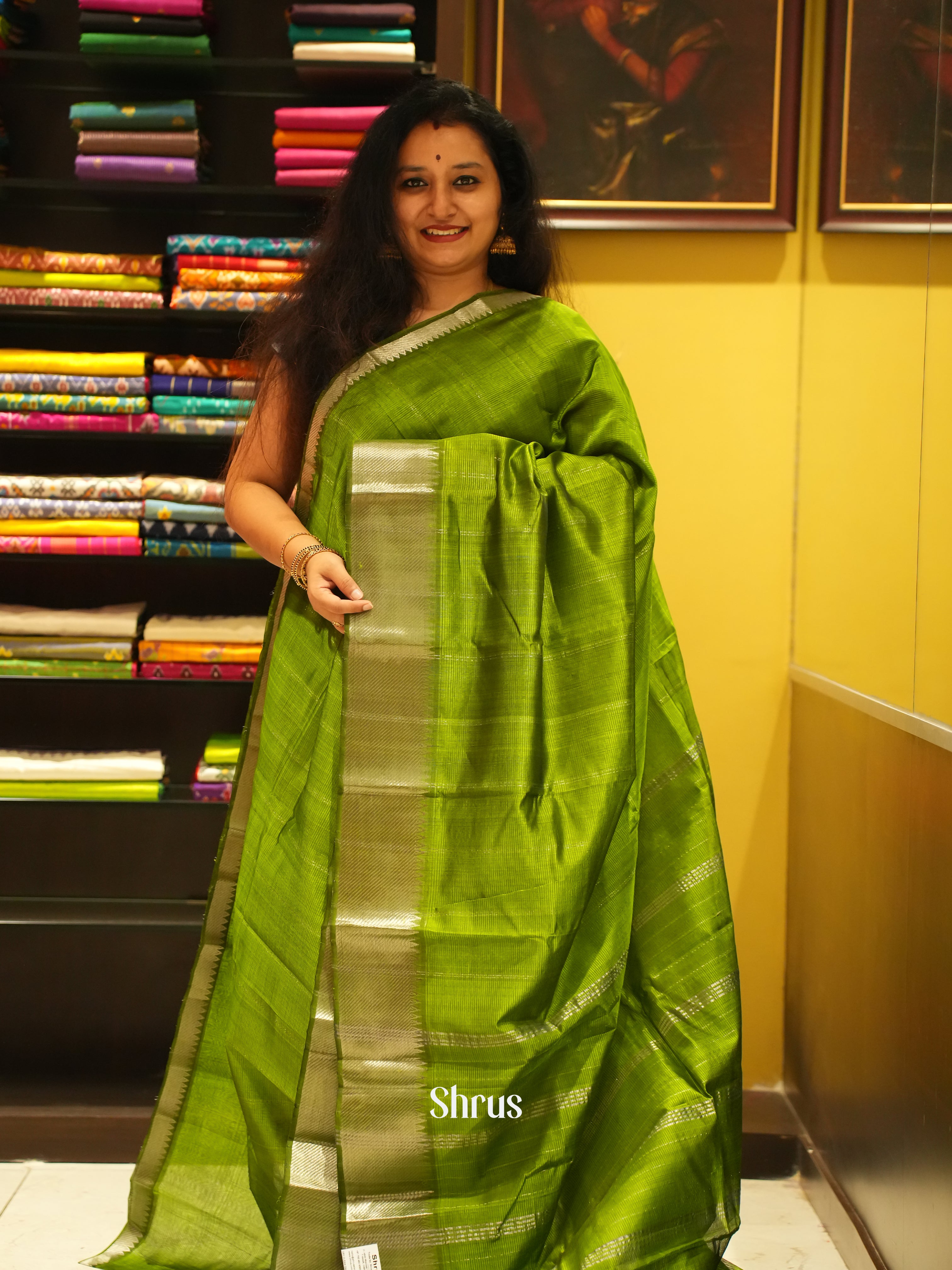 Light Green (Single tone) - Mangalagiri Silk Cotton saree - Shop on ShrusEternity.com