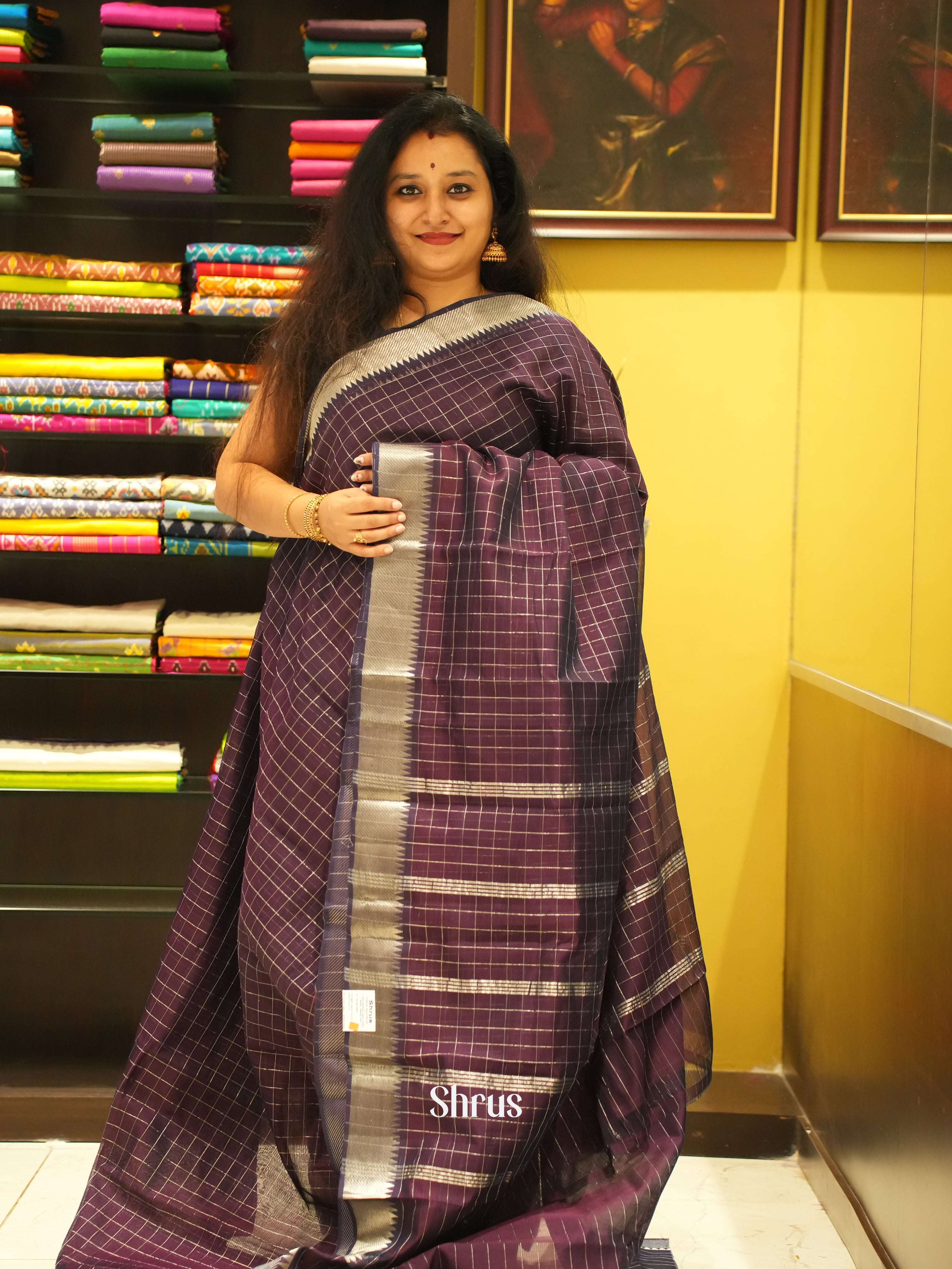 Brown(Single Tone)- Managalagiri Silk Cotton Saree - Shop on ShrusEternity.com