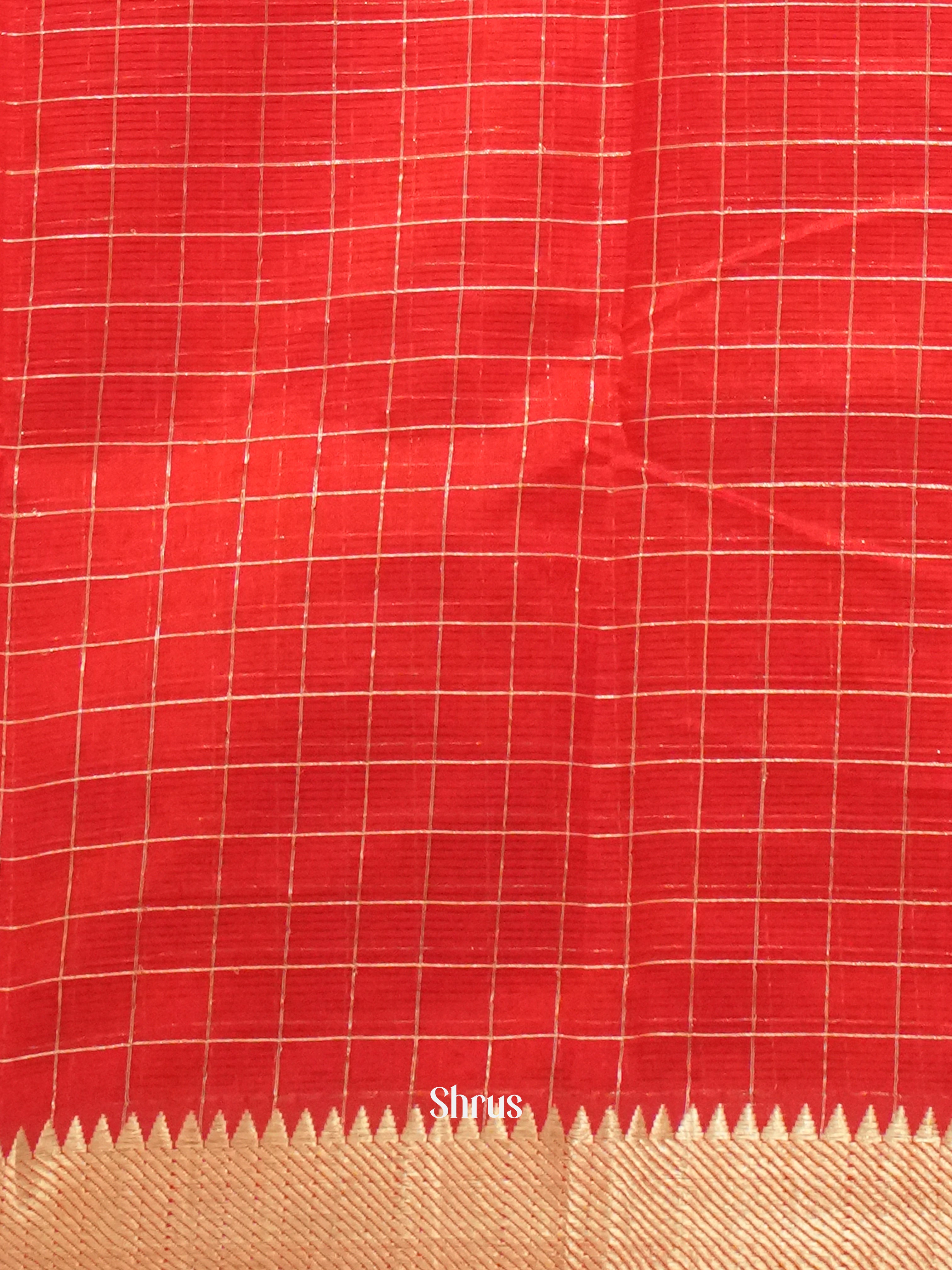 Red (Single tone) - Mangalagiri Silk Cotton Saree - Shop on ShrusEternity.com