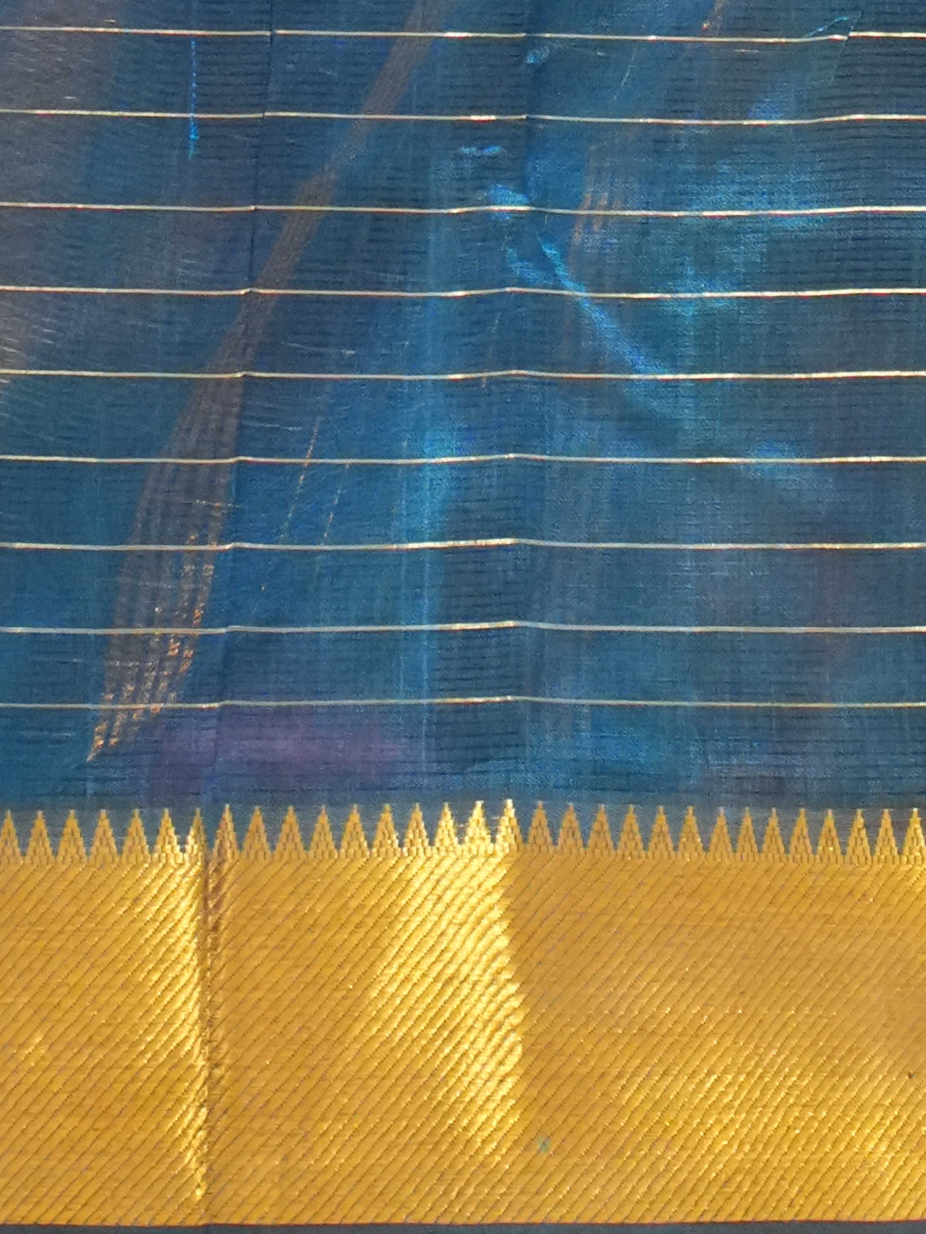 Blue (Single Tone) - Mangalagiri Silk Cotton Saree - Shop on ShrusEternity.com