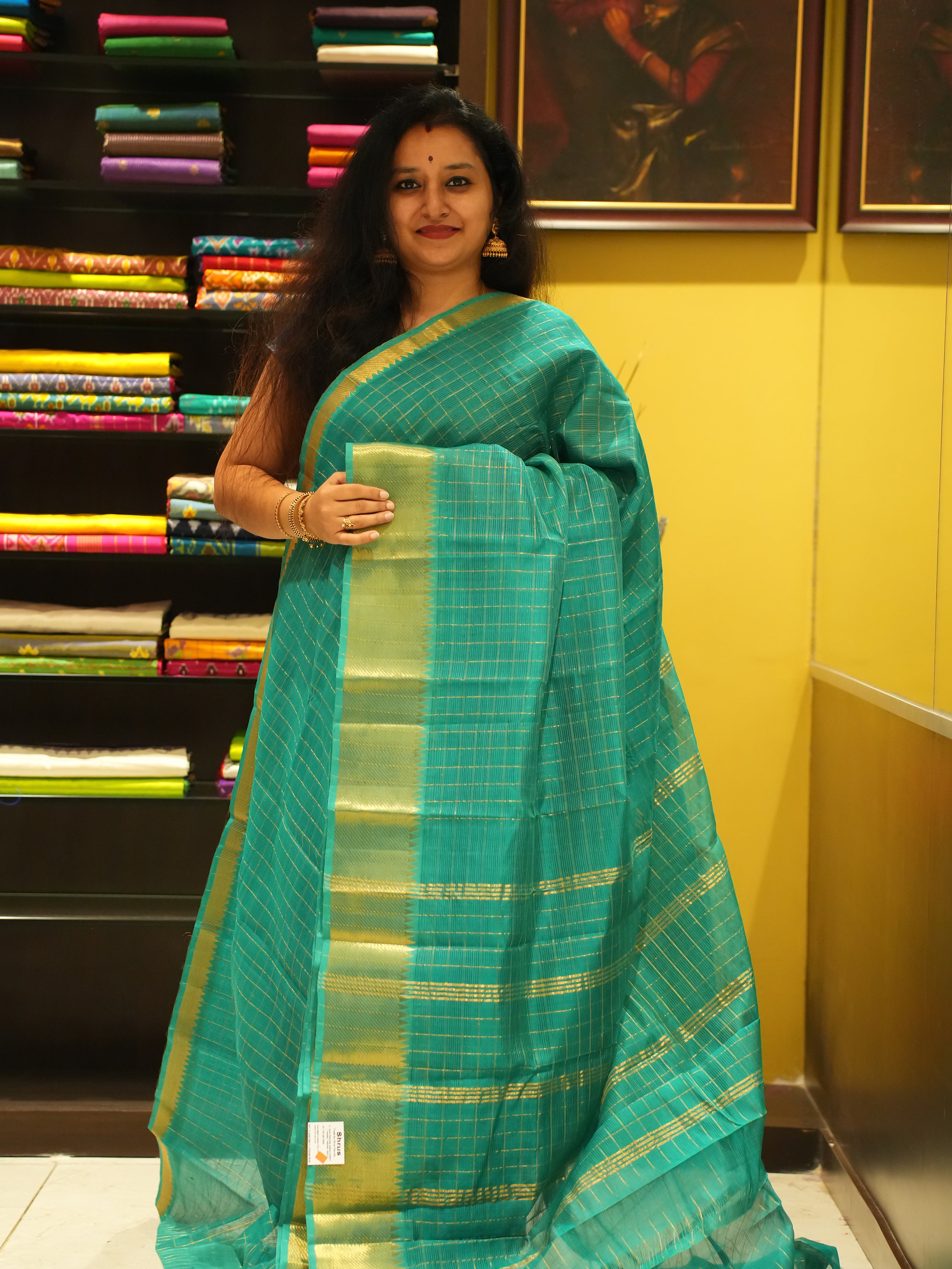 Green(Single Tone)- Mangalagiri Silk Cotton - Shop on ShrusEternity.com