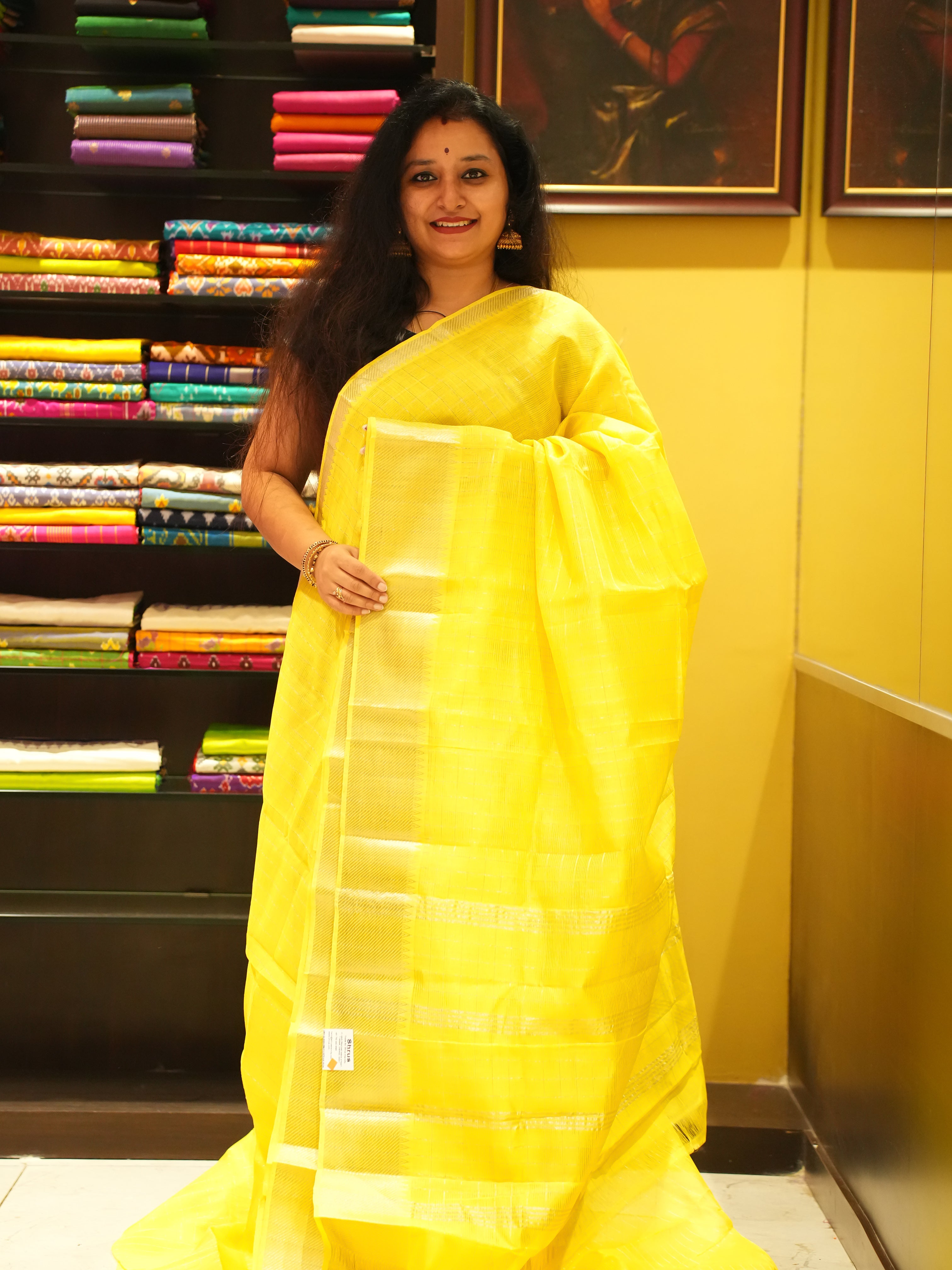 Yellow (Single tone) - Mangalagiri Silk Cotton saree - Shop on ShrusEternity.com