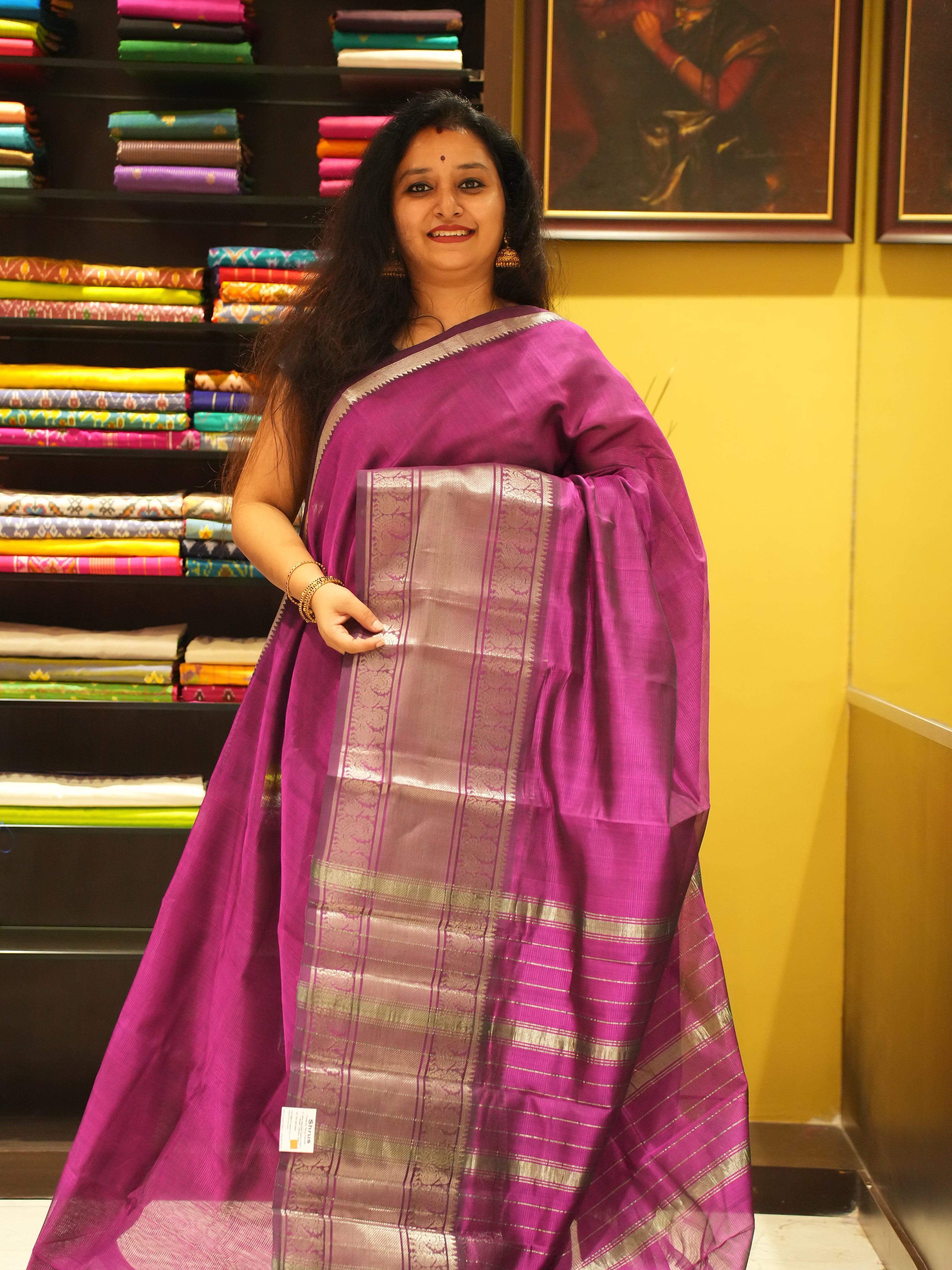 Purple (Single Tone)- Mangalagiri Silk Cotton Saree - Shop on ShrusEternity.com