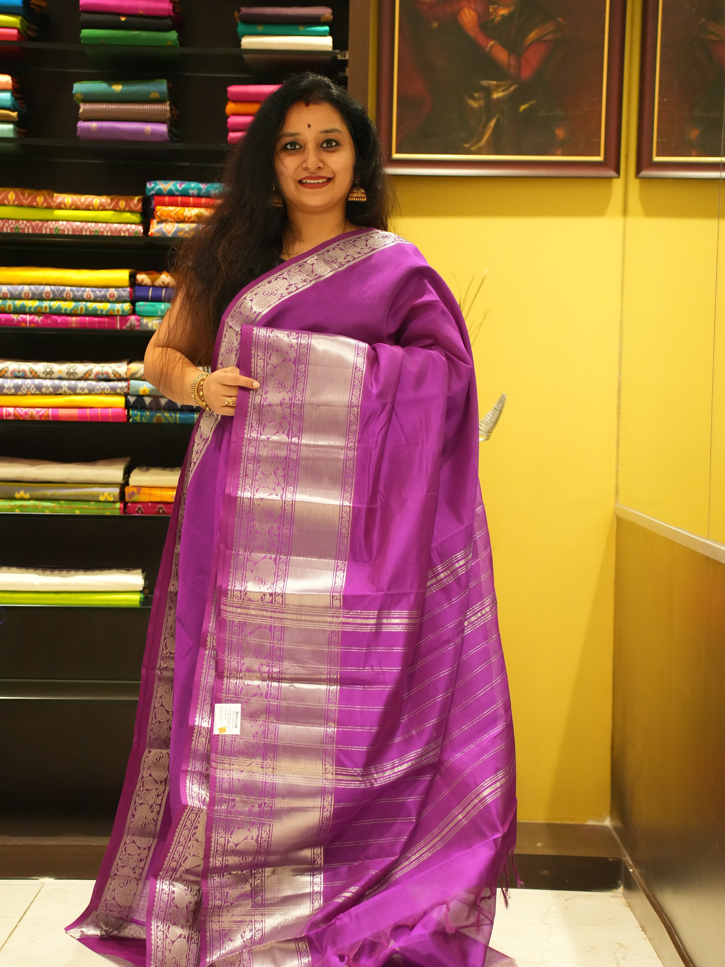 Majenta Pink(Single Tone) - Mangalagiri Silk Cotton saree - Shop on ShrusEternity.com
