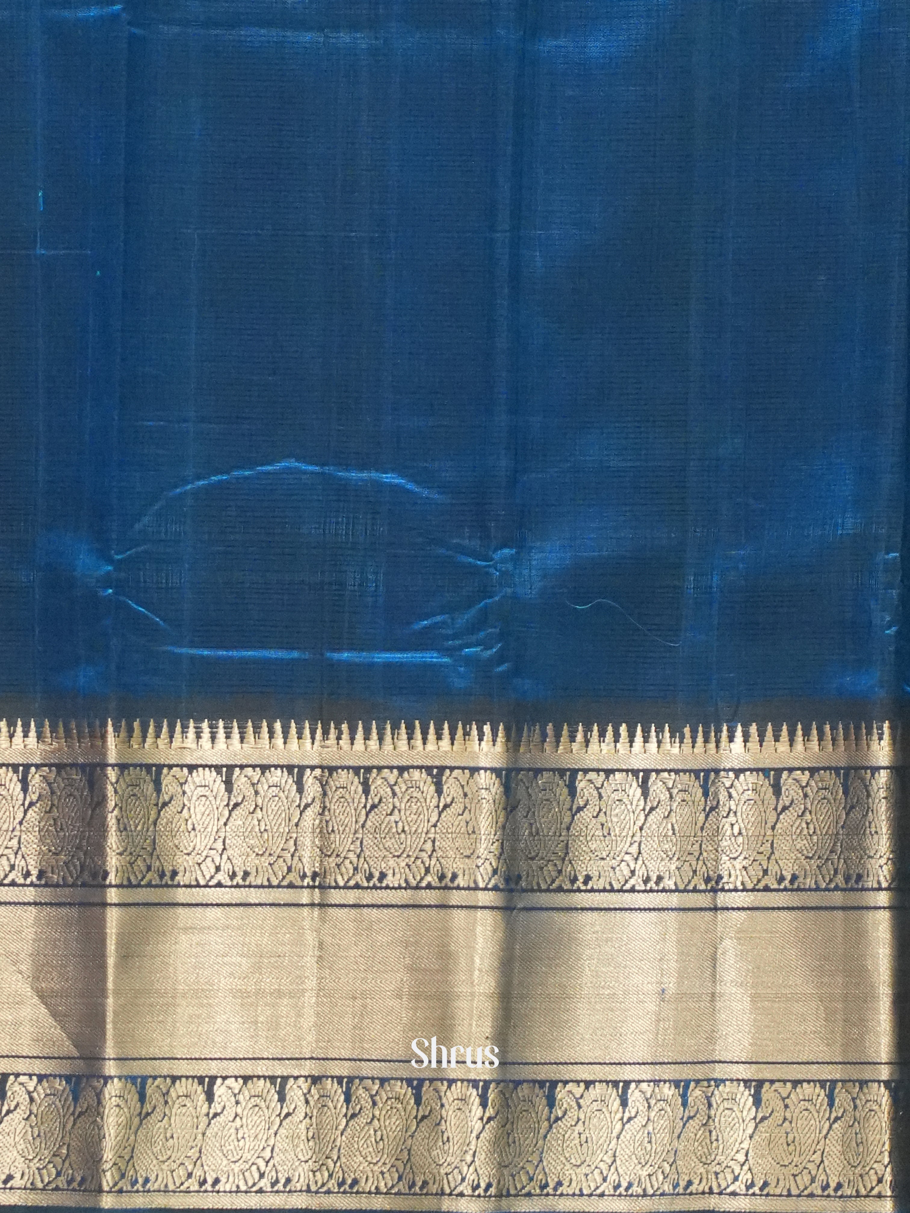 Blue(Single Tone)- Mangalagiri Silk cotton Saree - Shop on ShrusEternity.com