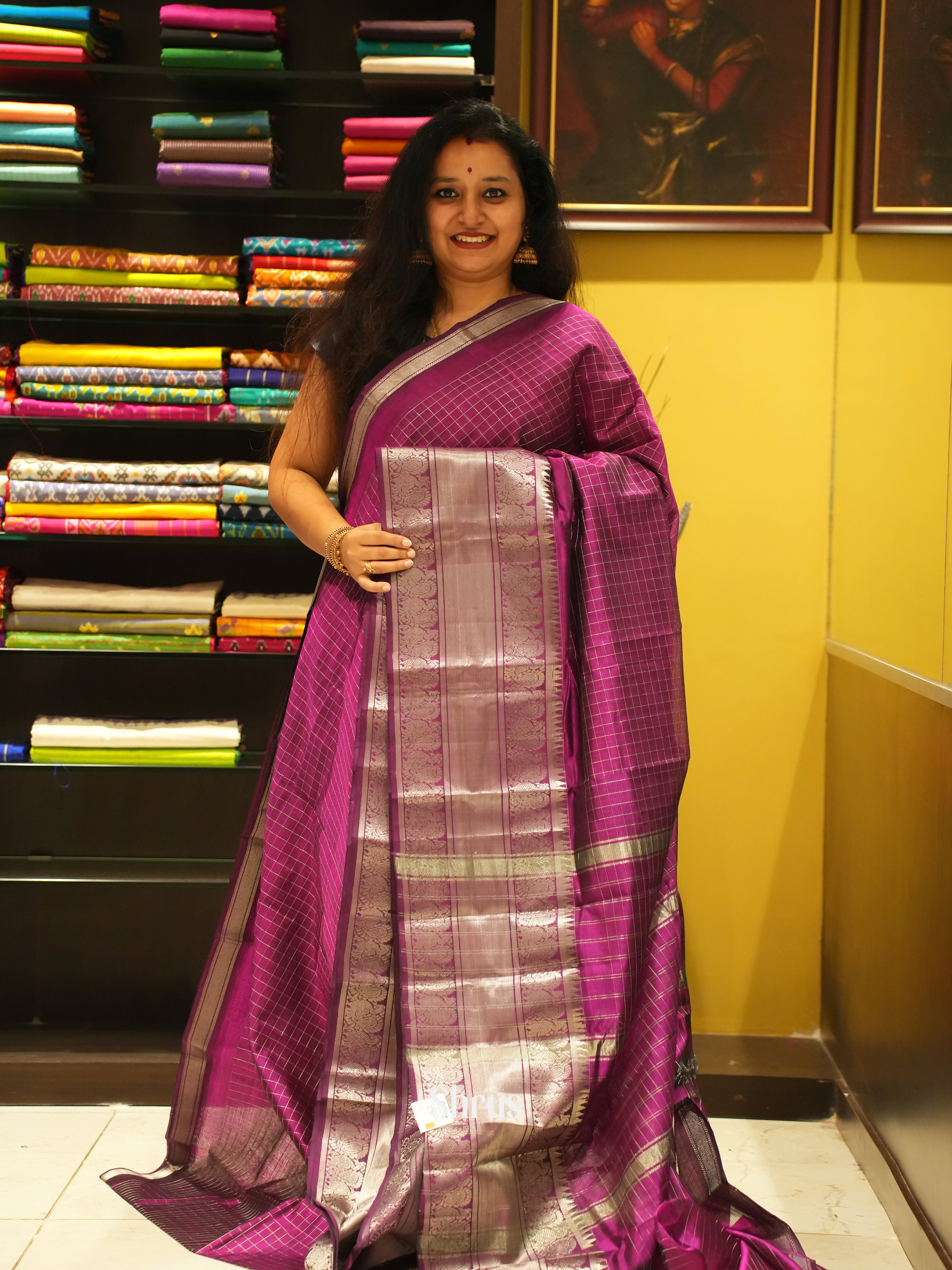 Purple(Single Tone)- Mangalagiri Silk Cotton Saree - Shop on ShrusEternity.com
