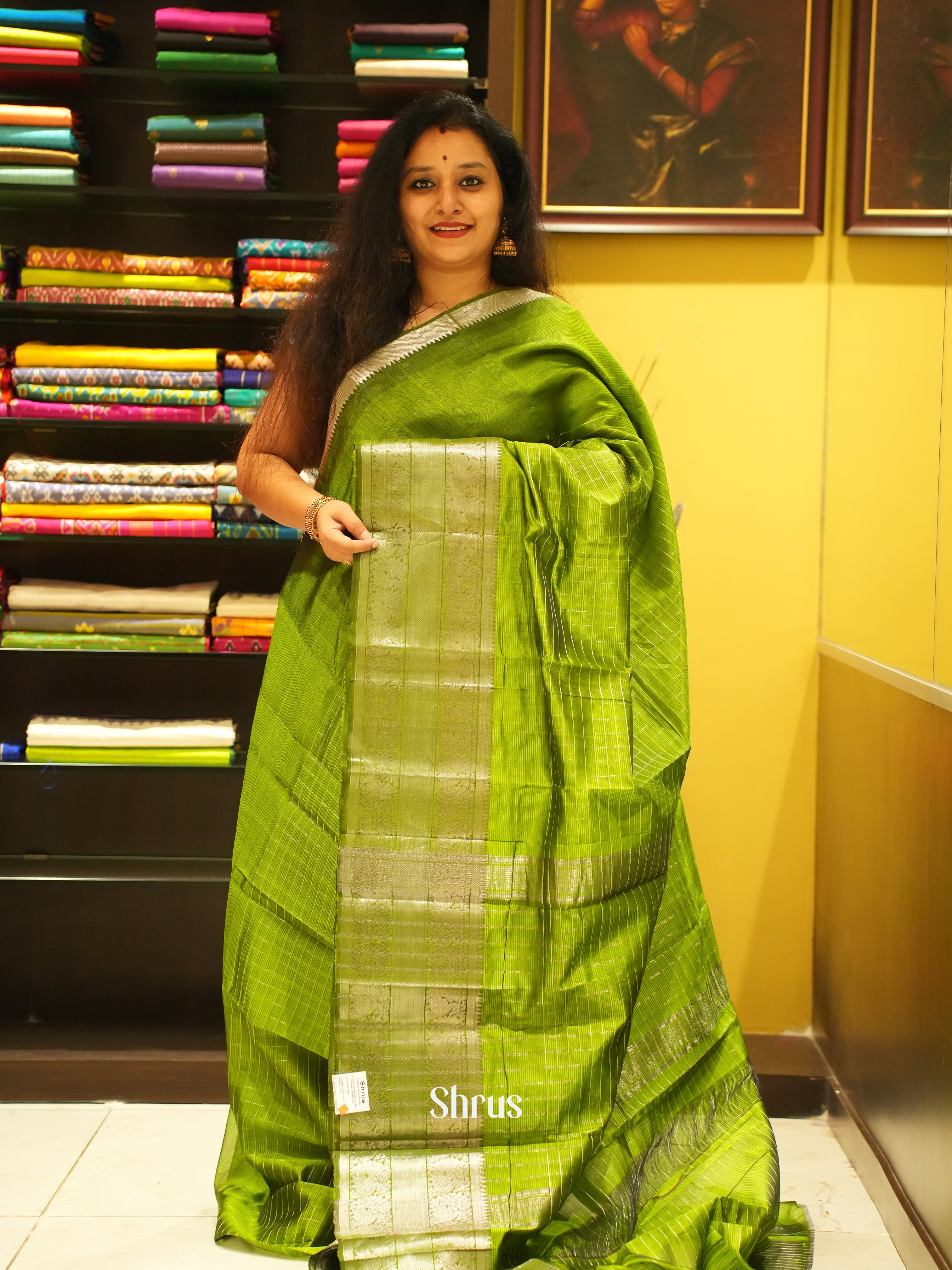 Light Green (Single Tone) - Mangalagiri Silk Cotton saree - Shop on ShrusEternity.com
