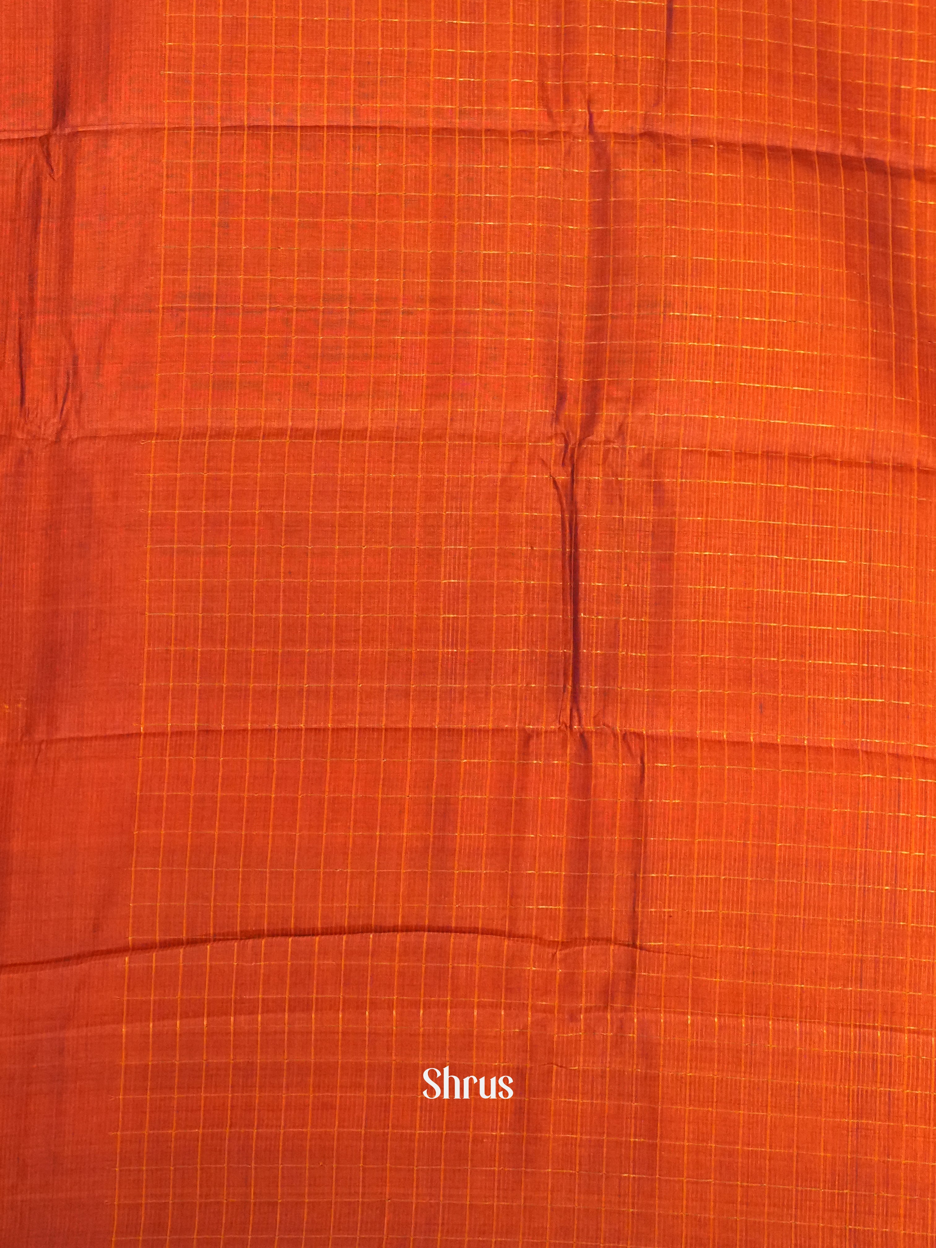 Brick orange(Single Tone)- Mangalagiri Silk Cotton Saree - Shop on ShrusEternity.com