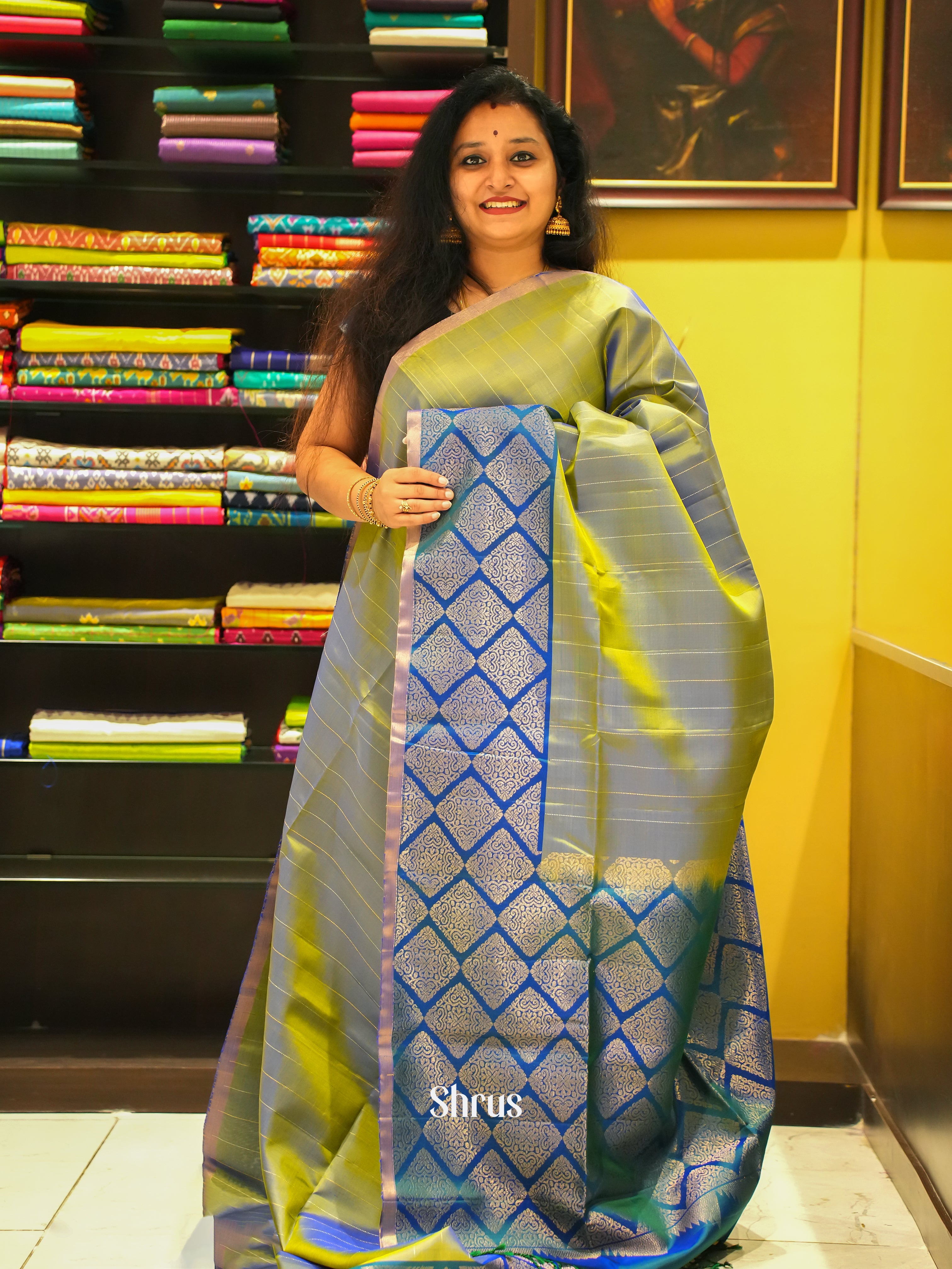 Green & Blue - Soft Silk Saree - Shop on ShrusEternity.com
