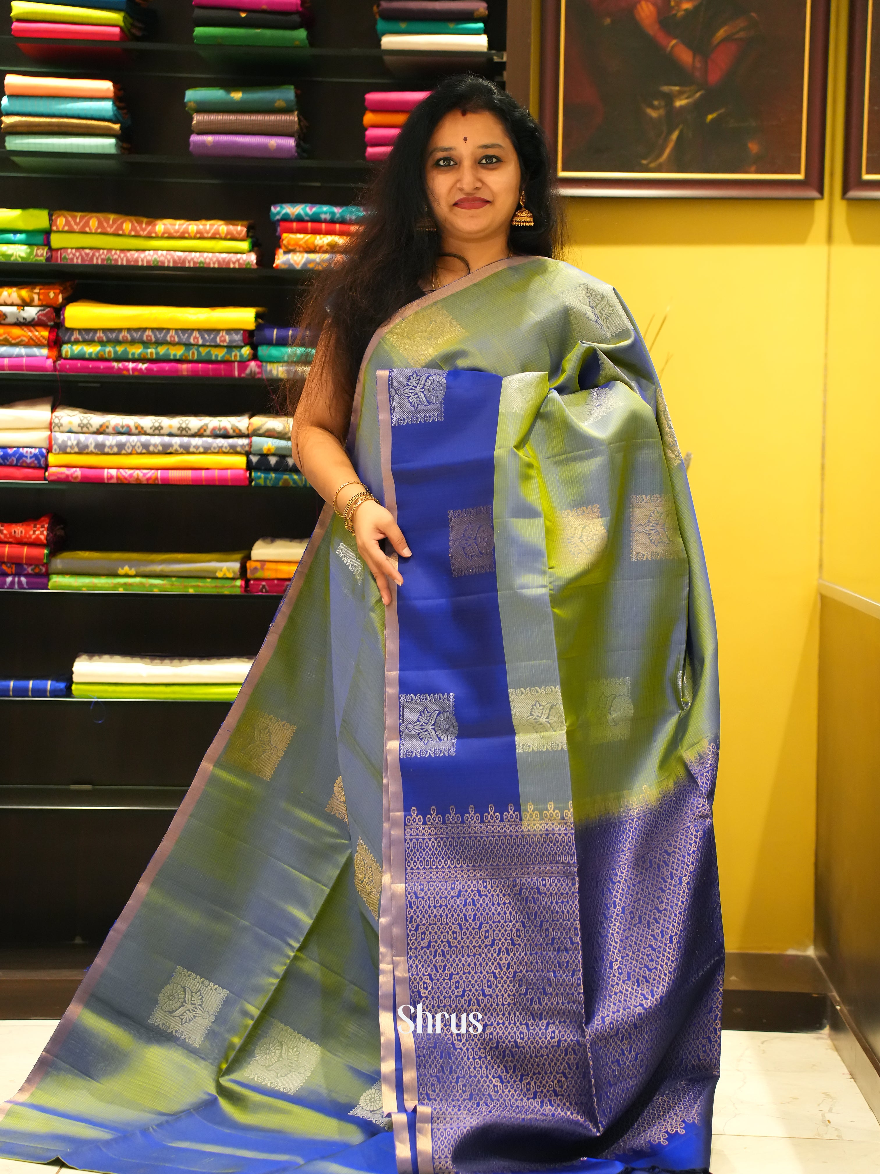 Green & Blue - Soft Silk Saree - Shop on ShrusEternity.com