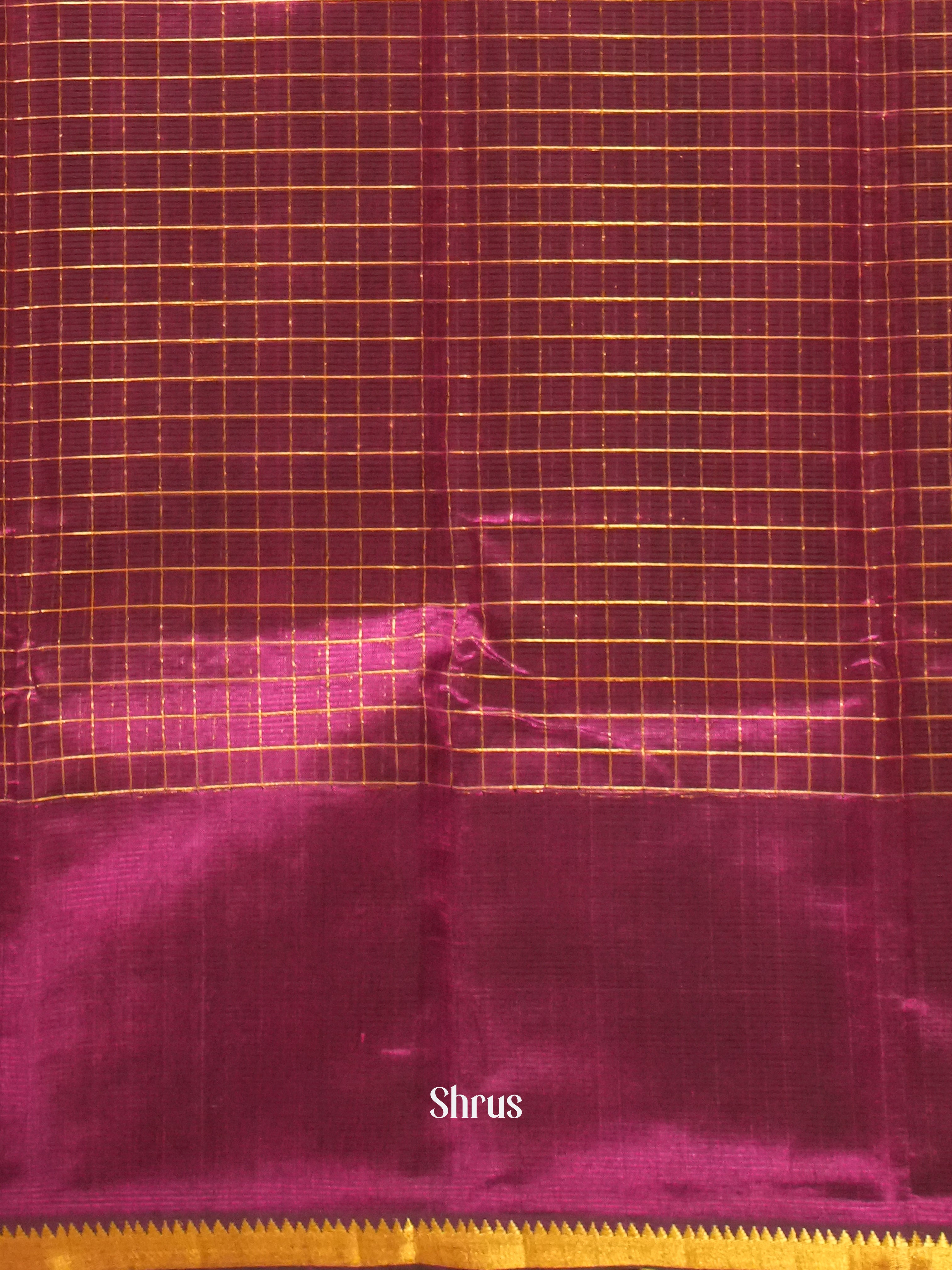 Wine(Single Tone)- Mangalagiri Silk Cotton Saree - Shop on ShrusEternity.com