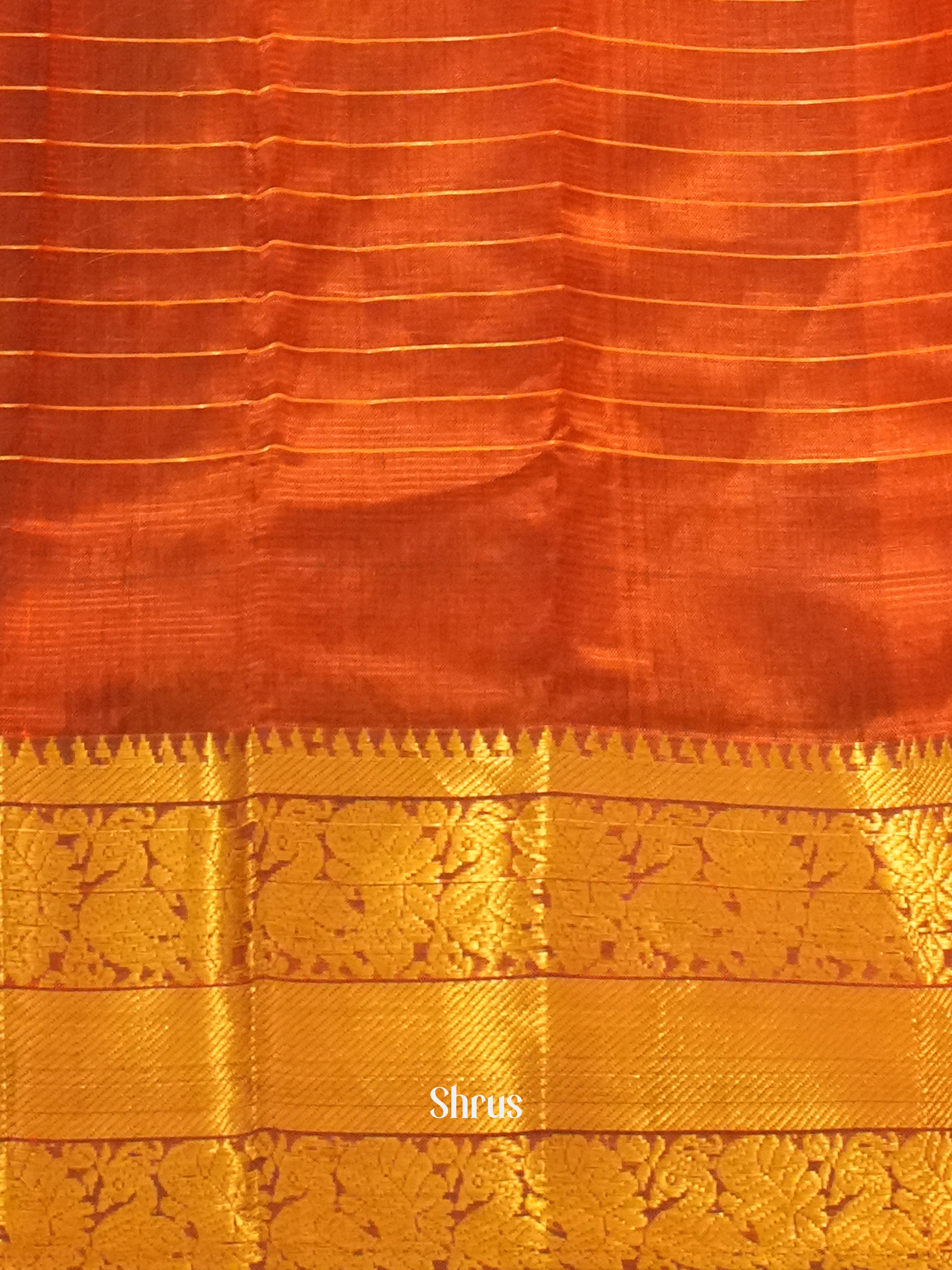 Brick Orange(Single Tone)- Mangalagiri Silk Cotton Saree - Shop on ShrusEternity.com